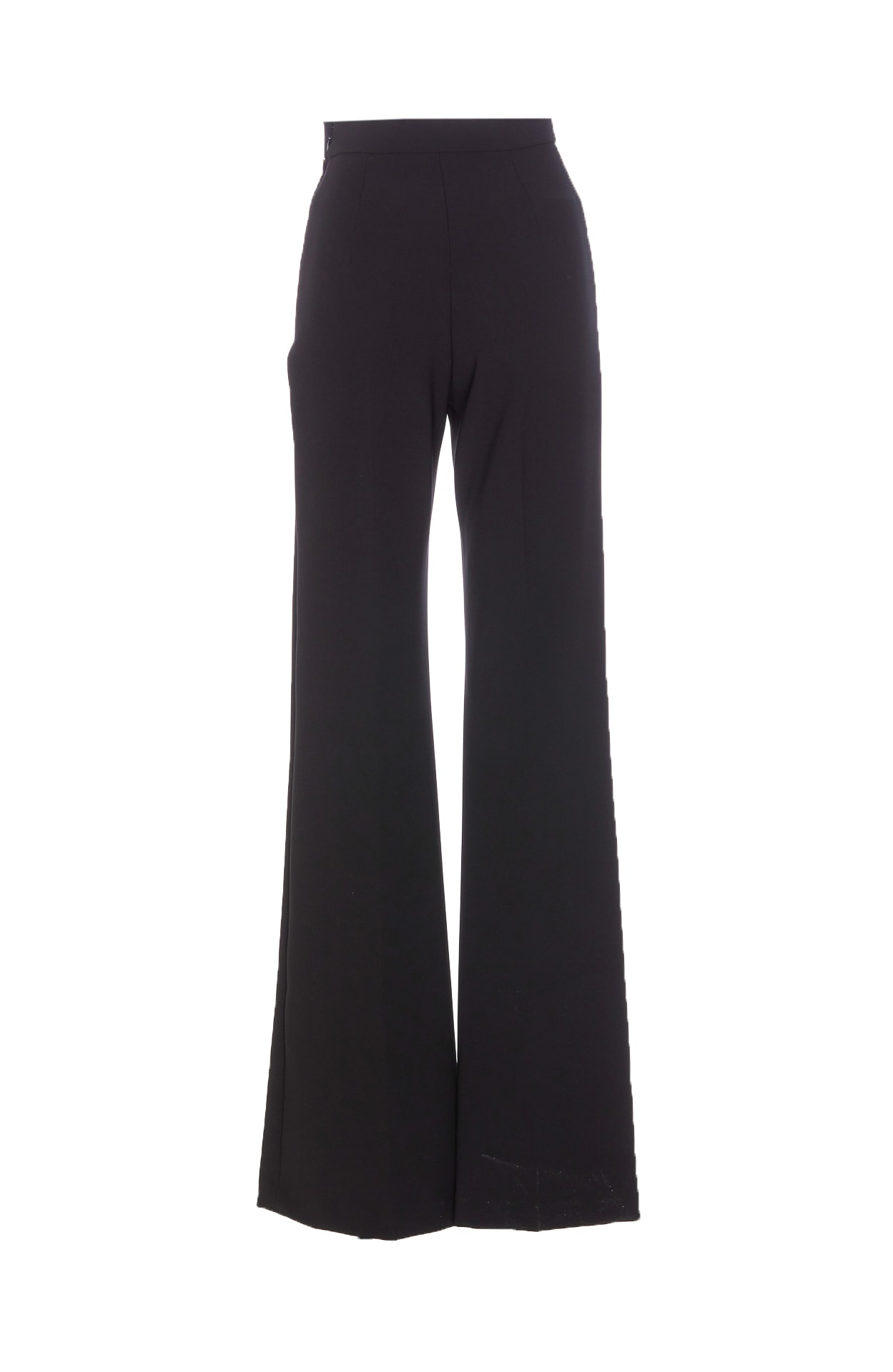 Shop Elisabetta Franchi Palazzo Pants With Logo Belt In Nero