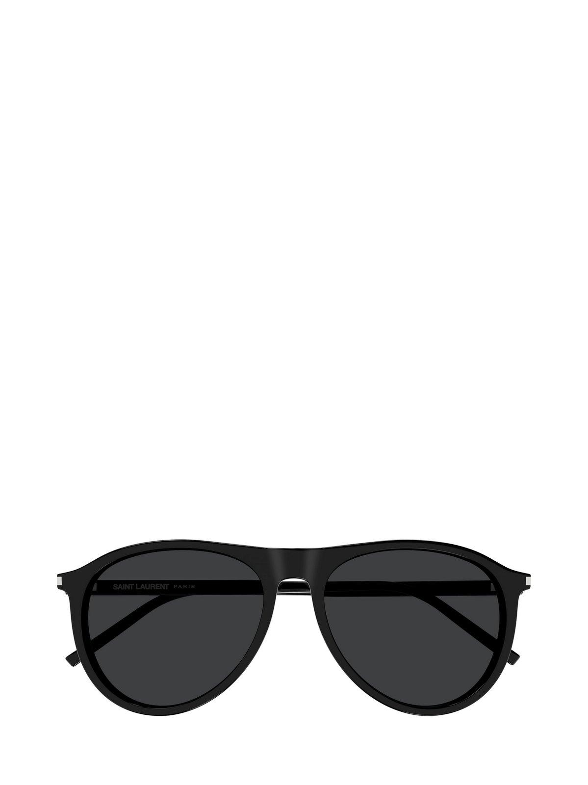 Saint Laurent Aviator Frame Sunglasses In 001 Black Black Black