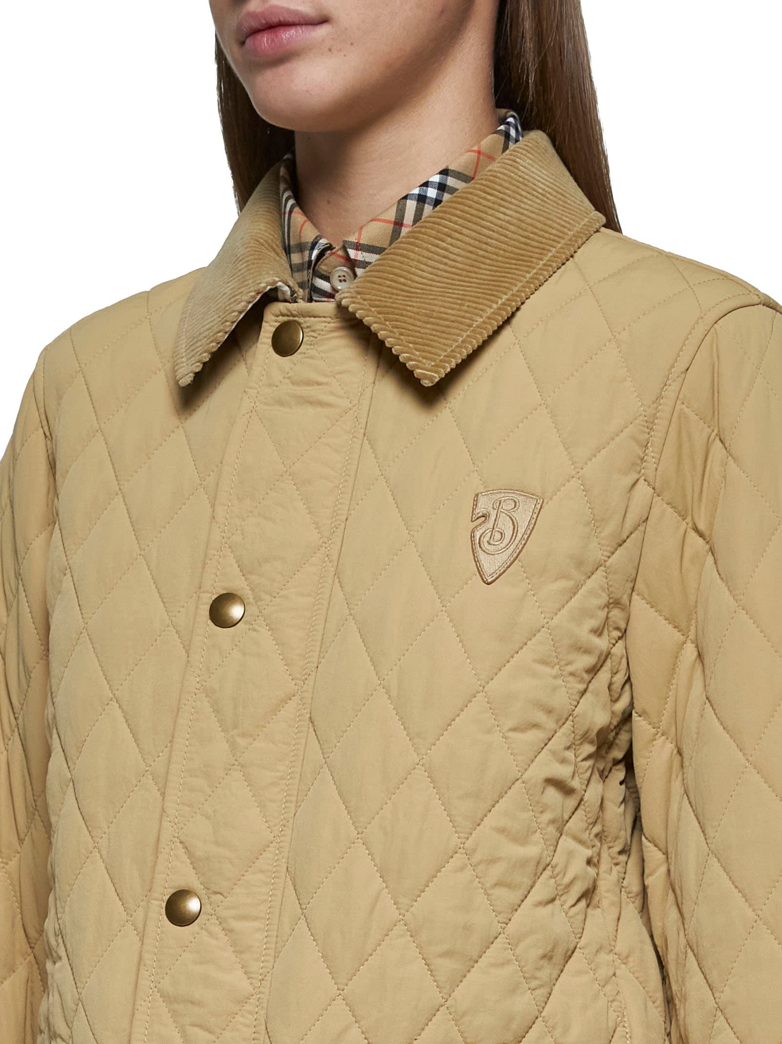 Shop Burberry Jacket In Flax/sand Ip Check