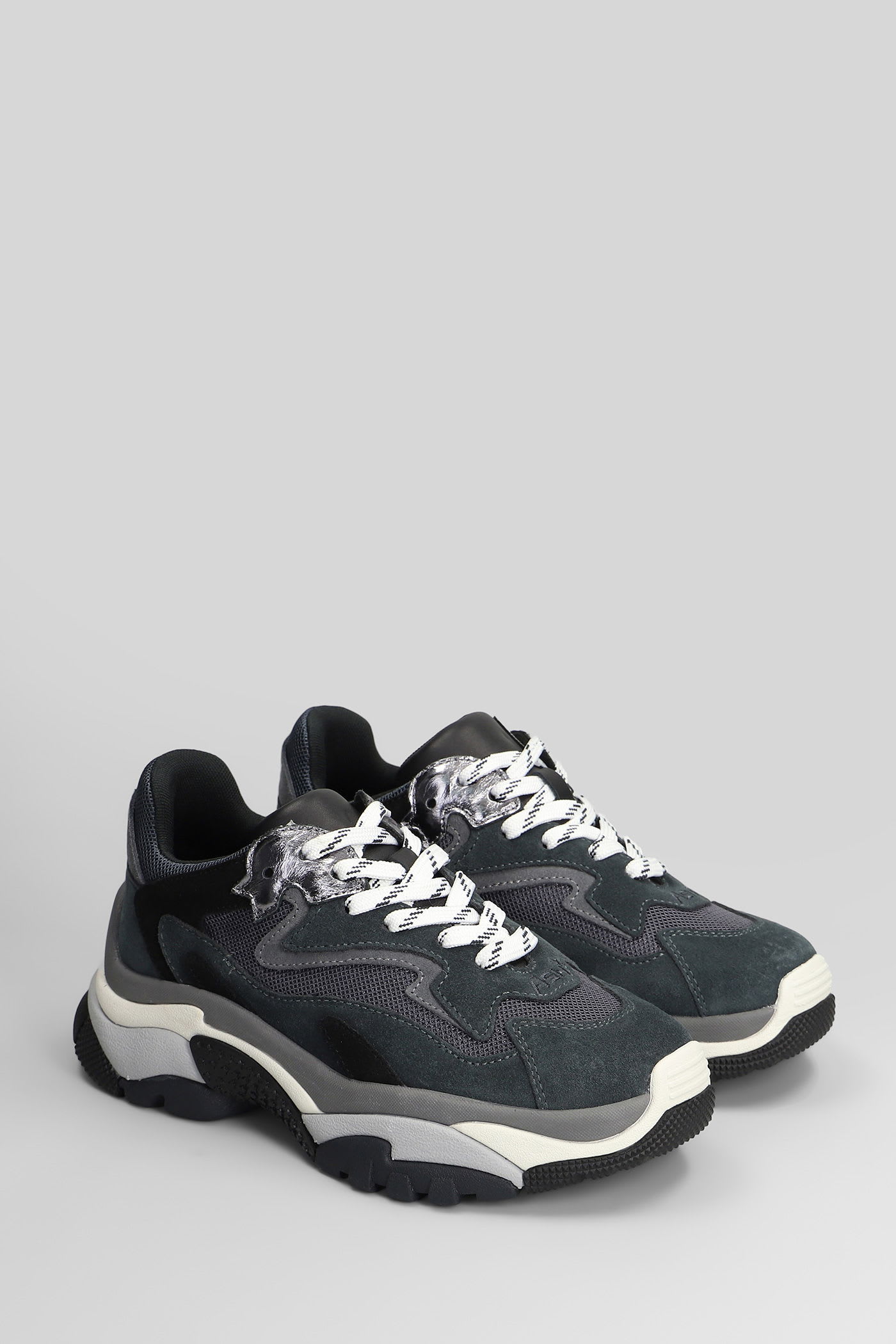 Ash Addict Sneakers In Grey Suede And Fabric In Gray