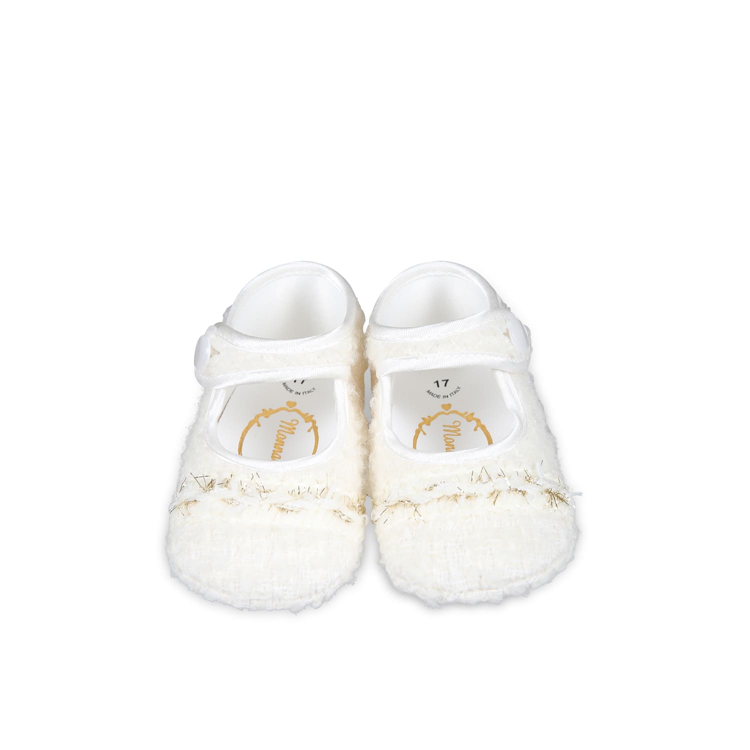 Monnalisa Ivory Ballet Flats For Baby Girl In Ivory