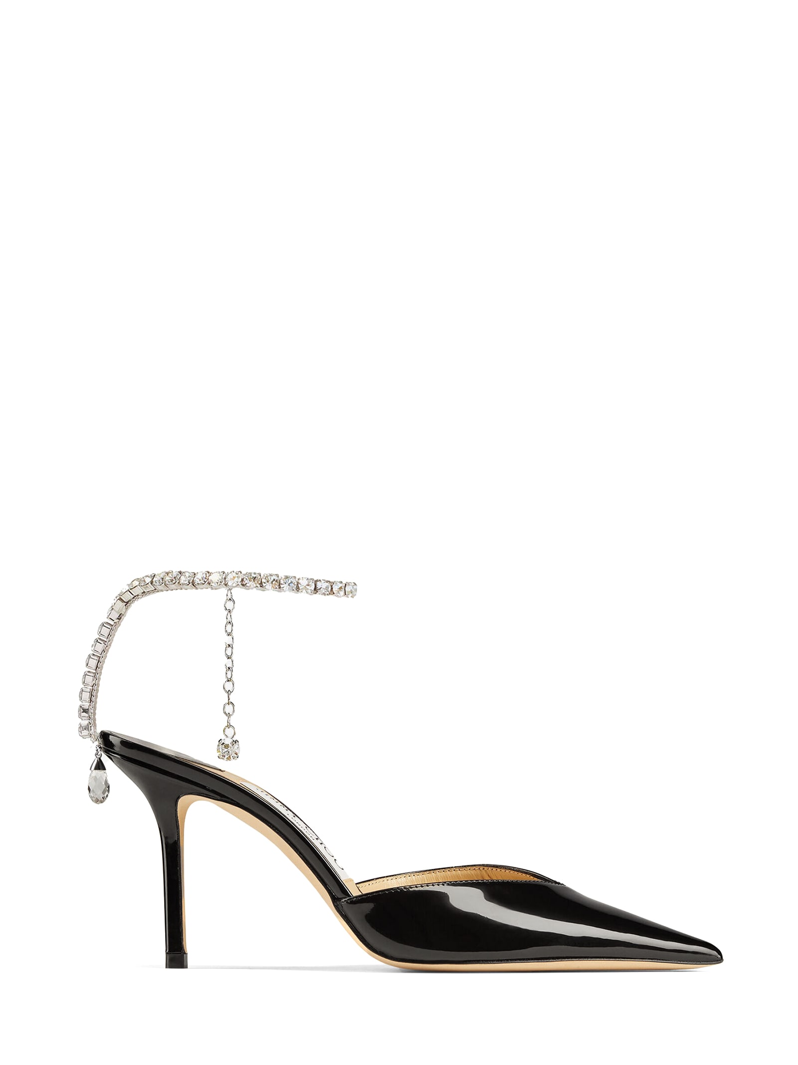 Jimmy Choo Black Patent Leather Pumps With Crystals