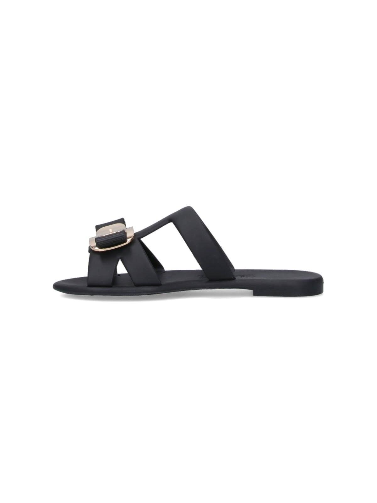 Shop Ferragamo Vara Slide Sandals In Black