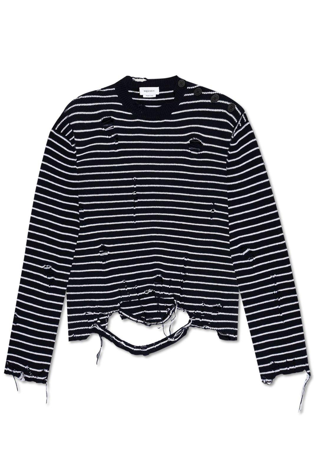 Striped Distressed Crewneck Jumper