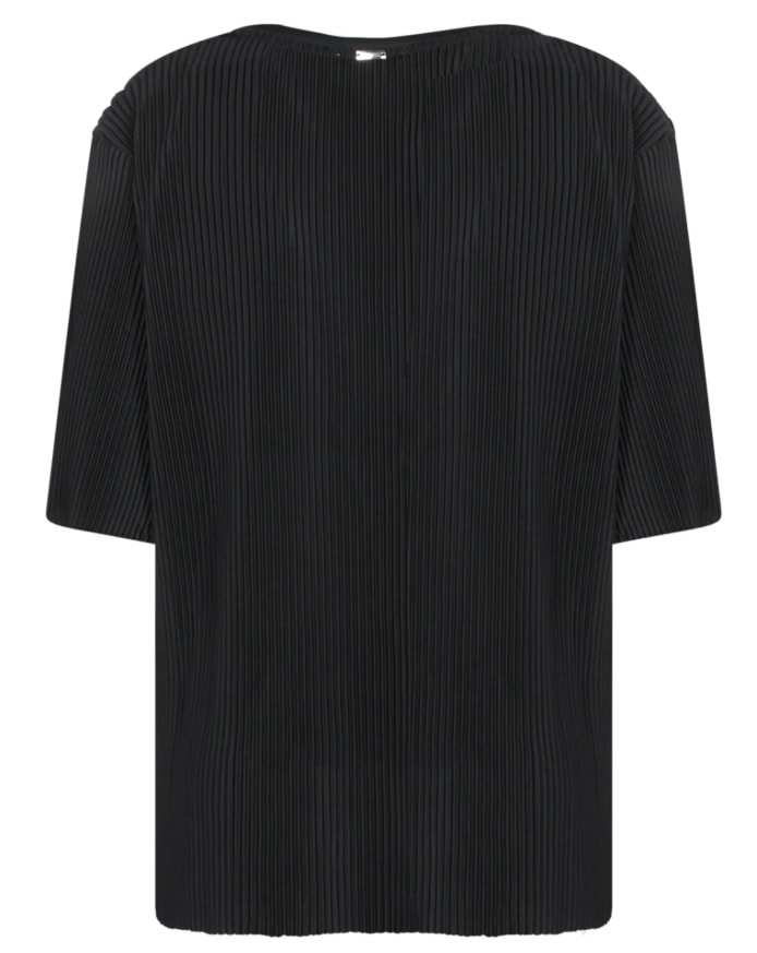 Herno Pleated Short-sleeve T-shirt In Black