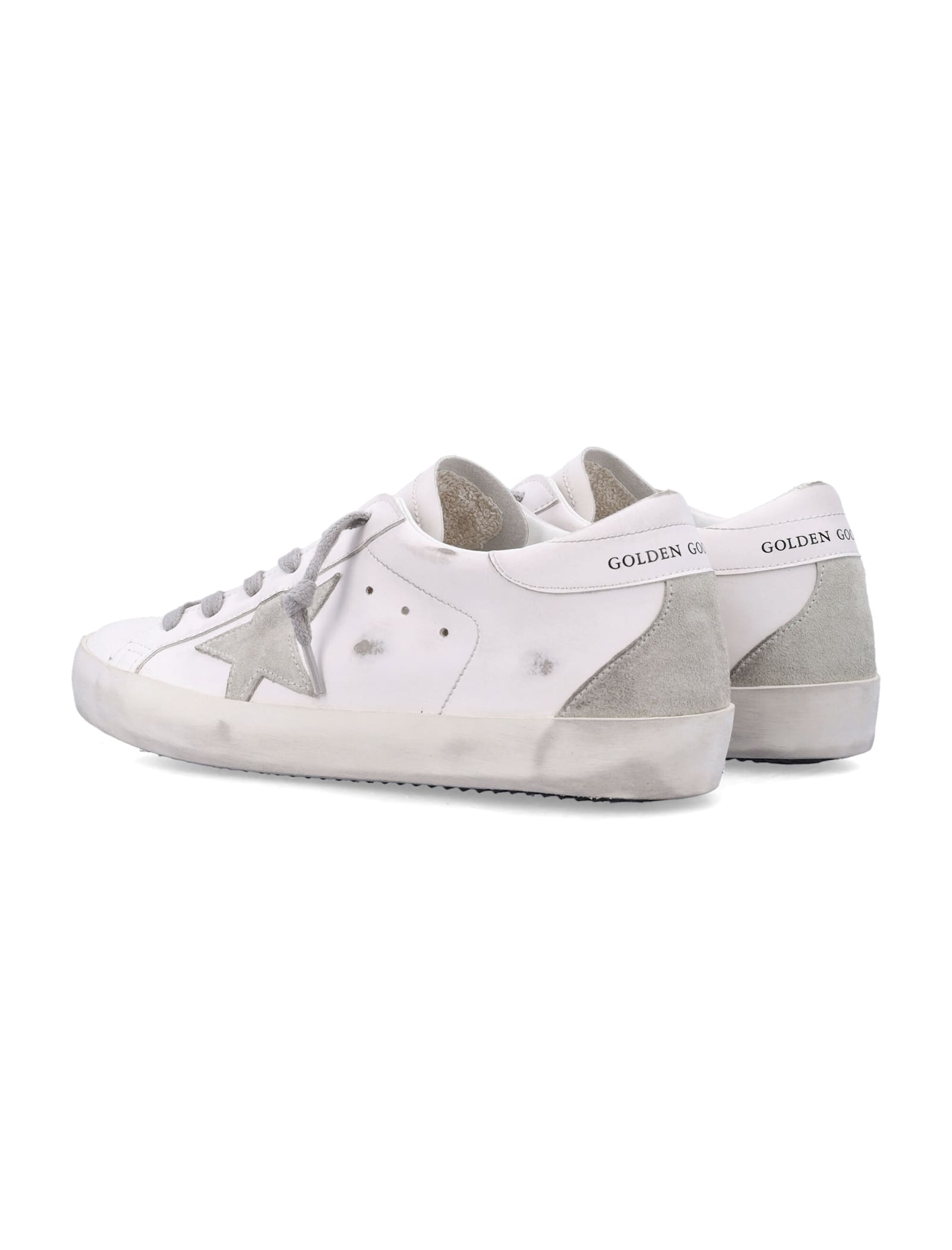 Golden Goose Super-star Bio White Womans Sneakers With Suede Star In White