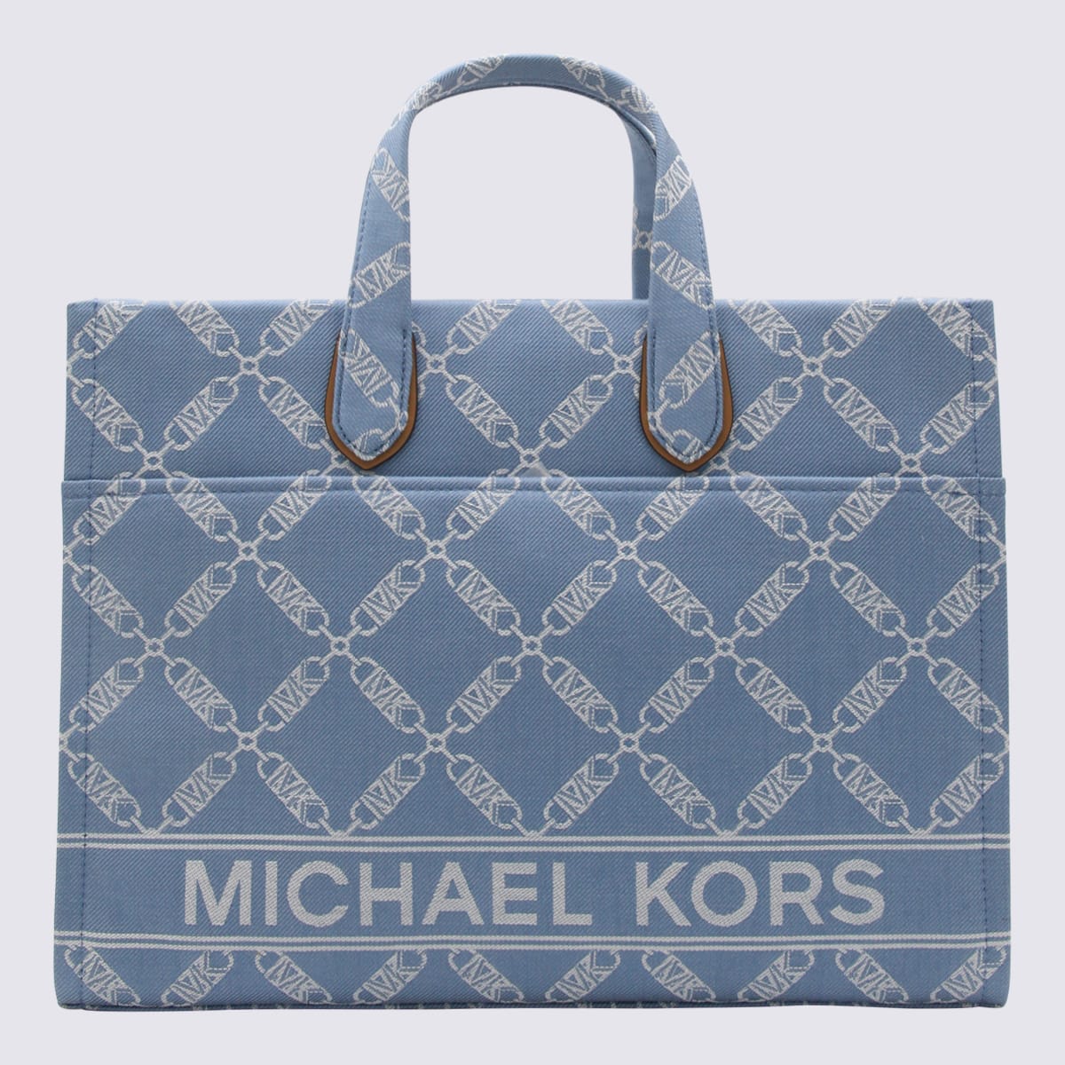Michael Michael Kors Denim Multicolour Canvas Blauwe Tote Bag In Blue