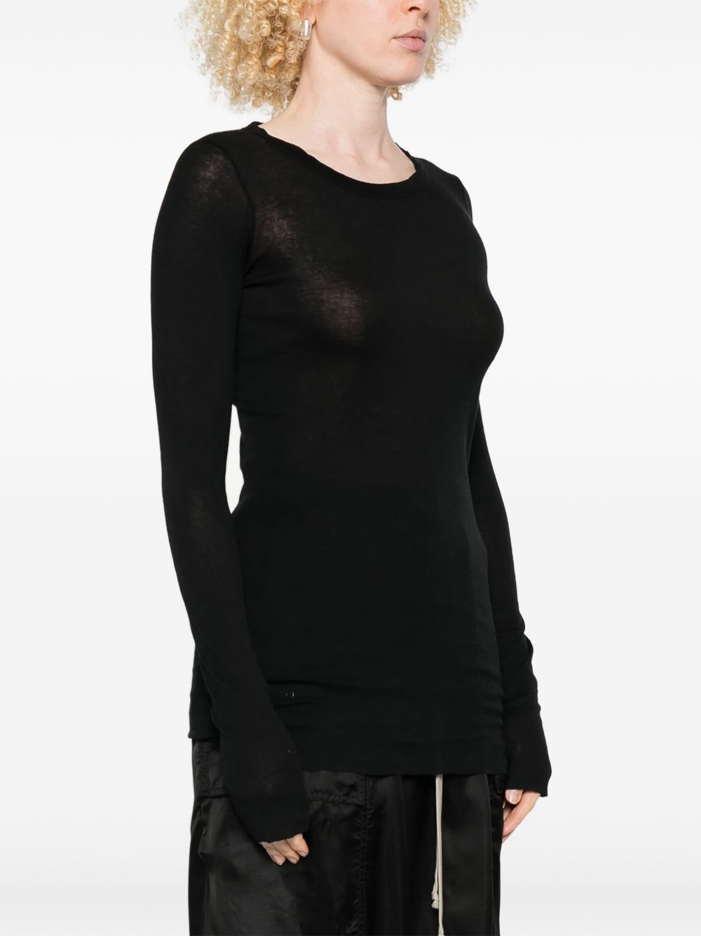 Rick Owens Cotton Semi-sheer T-shirt In Black