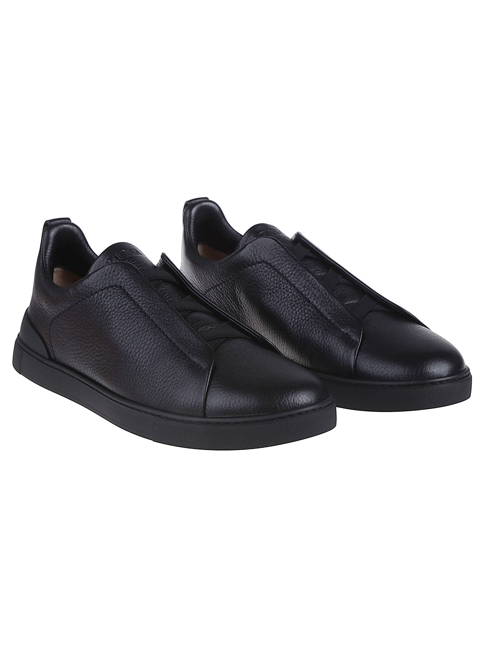 Zegna Triple Stitch Low-cut Skate Shoes In Black