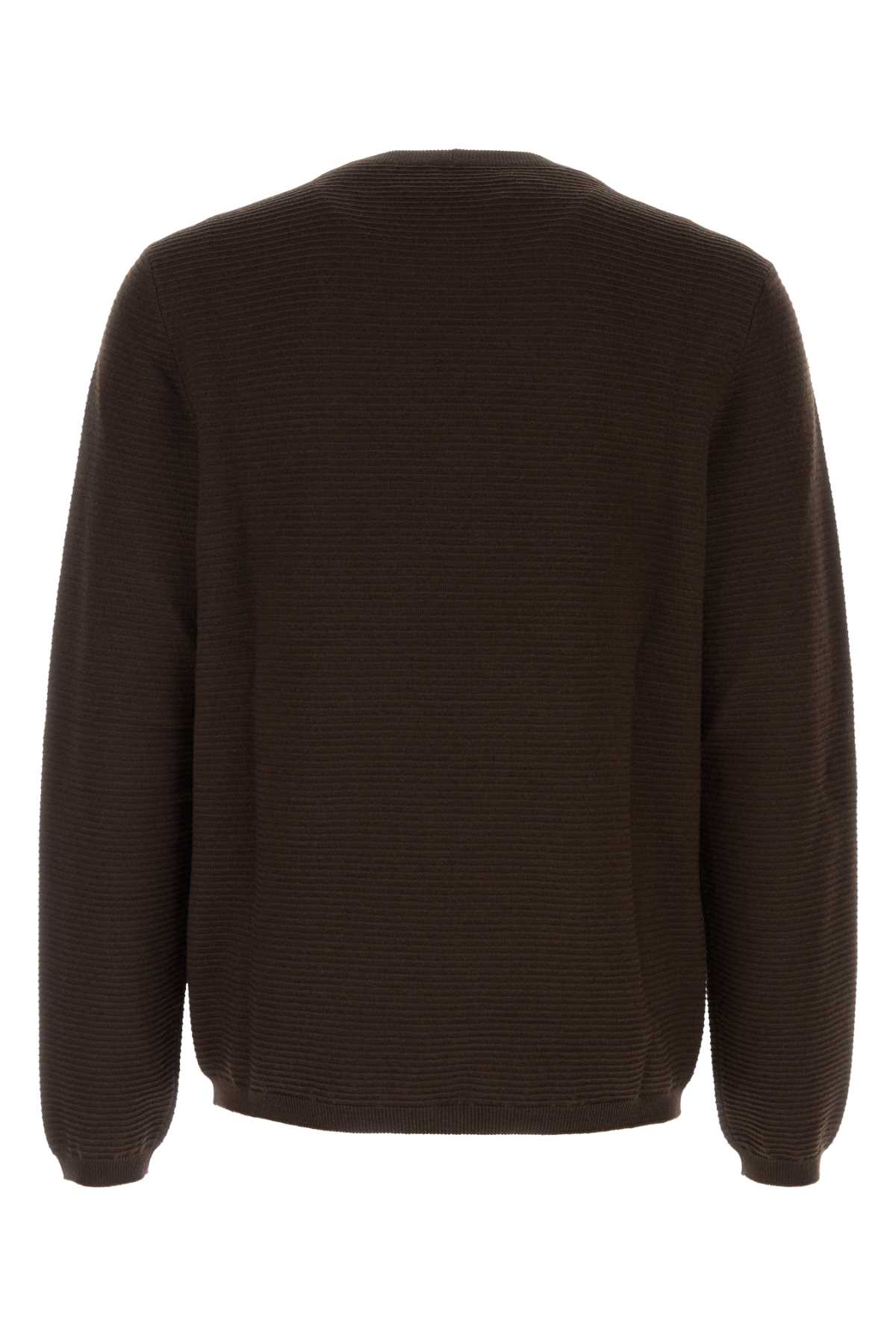 Shop Giorgio Armani Chocolate Wool Blend Sweater In Marrone