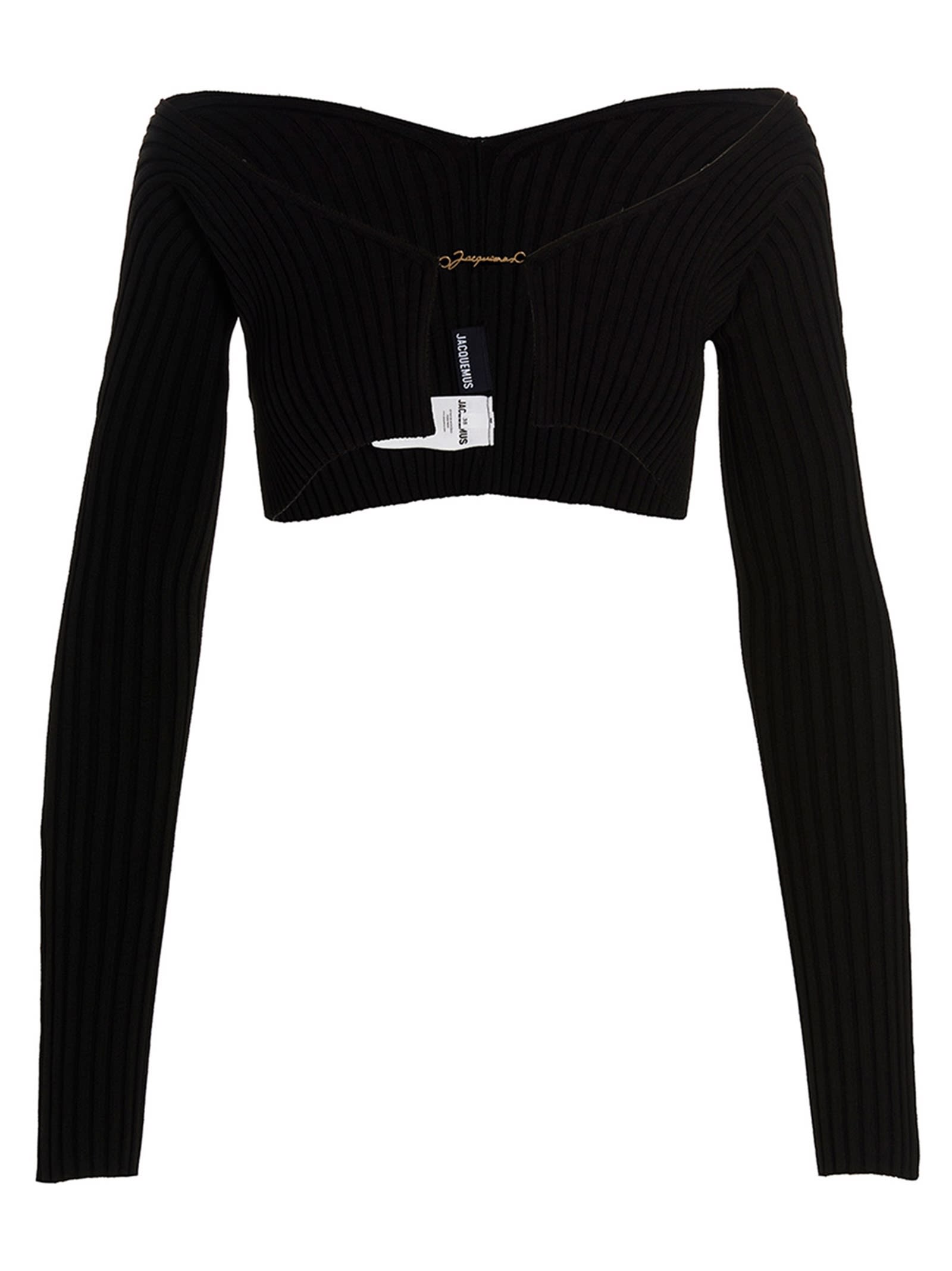 Shop Jacquemus Le Maille Pralu Cropped Cardigan In Black