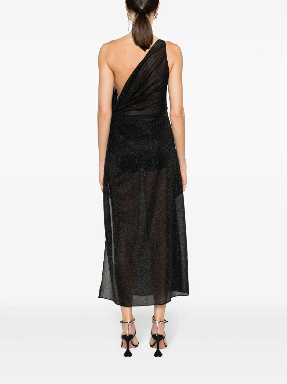 Shop Oseree Long Dress Lumiere In Black