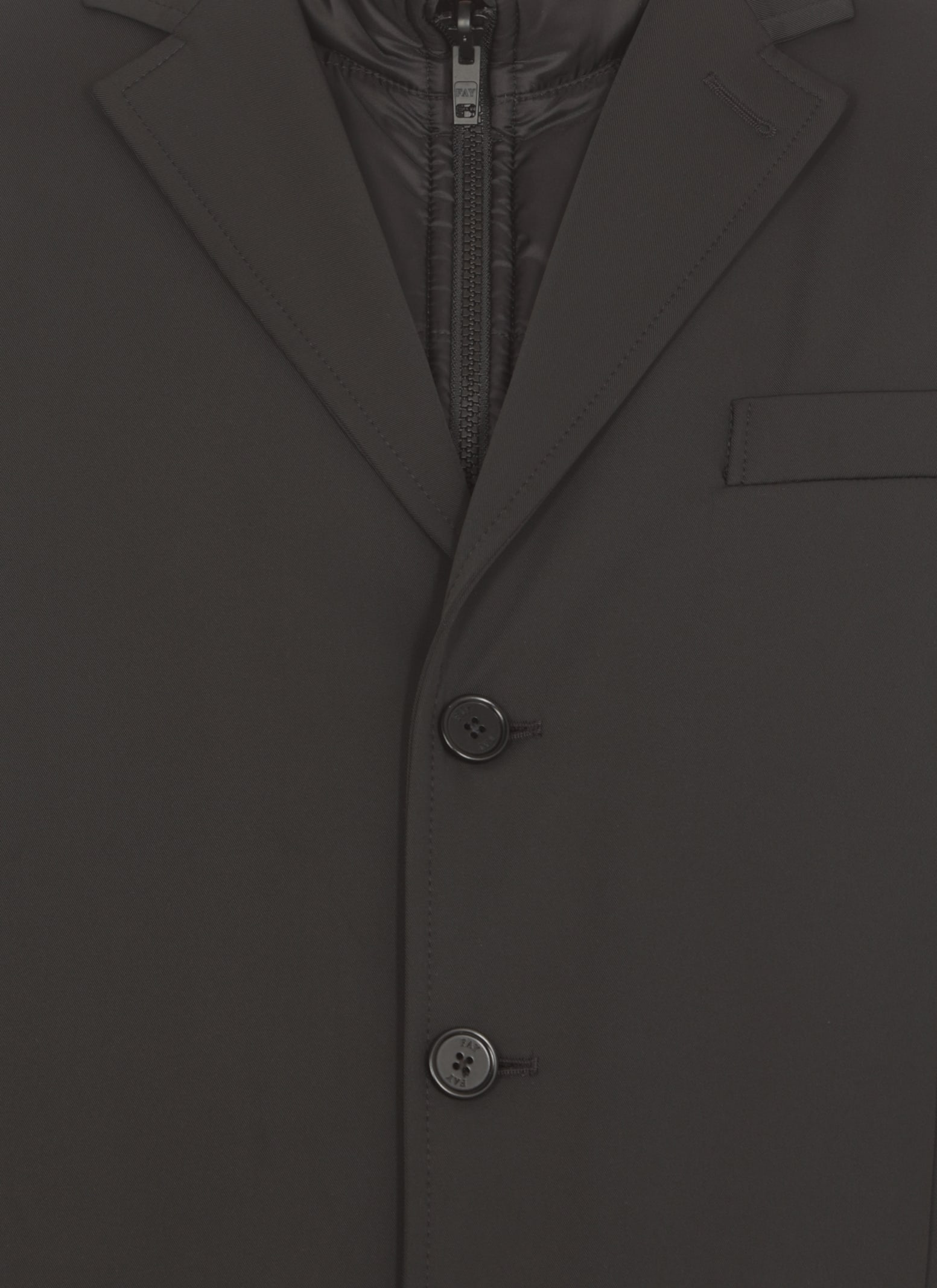 Fay Double-breasted Stand-up Collar Padded Coat In Black