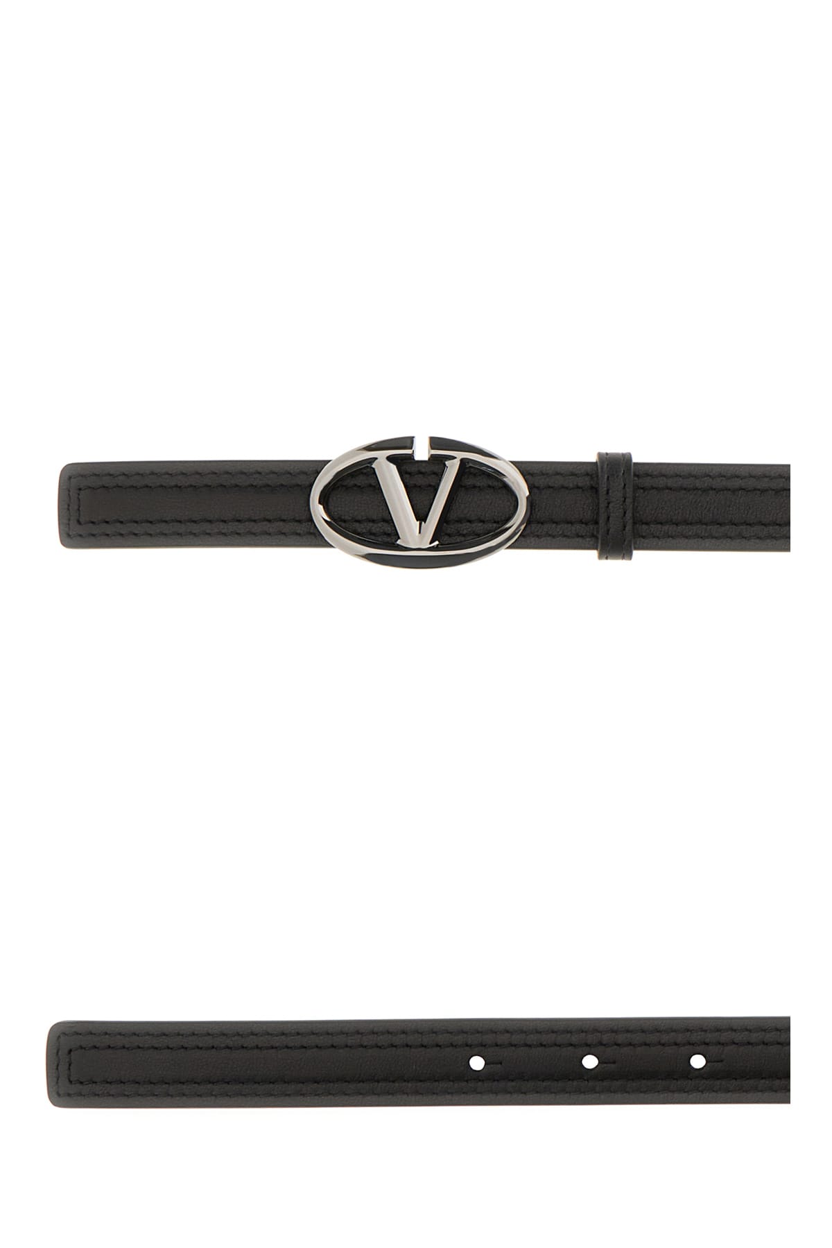 Shop Valentino Black Leather Belt In Nero