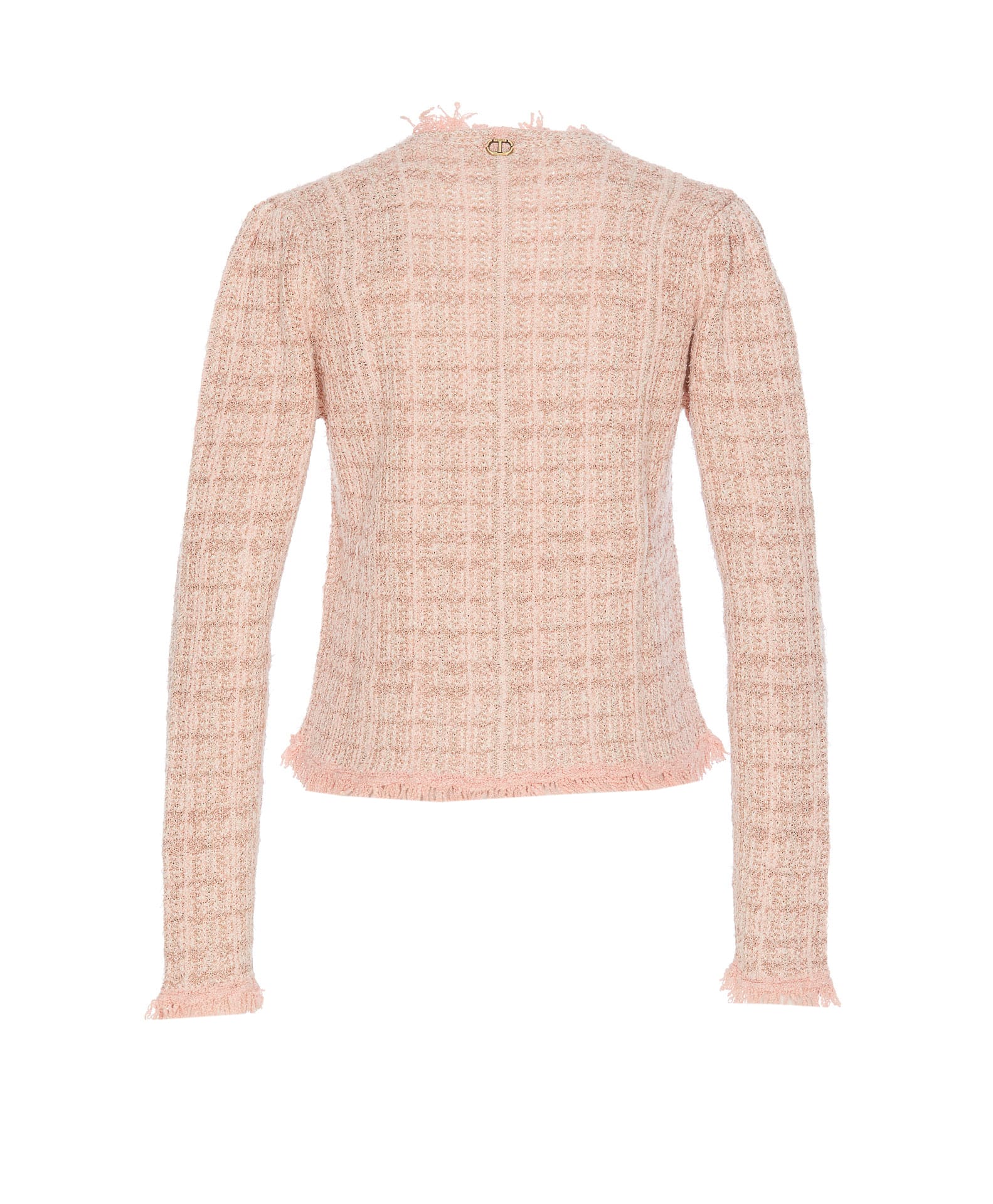 Twinset Jacquard Lurex Knit Jacket In Pink