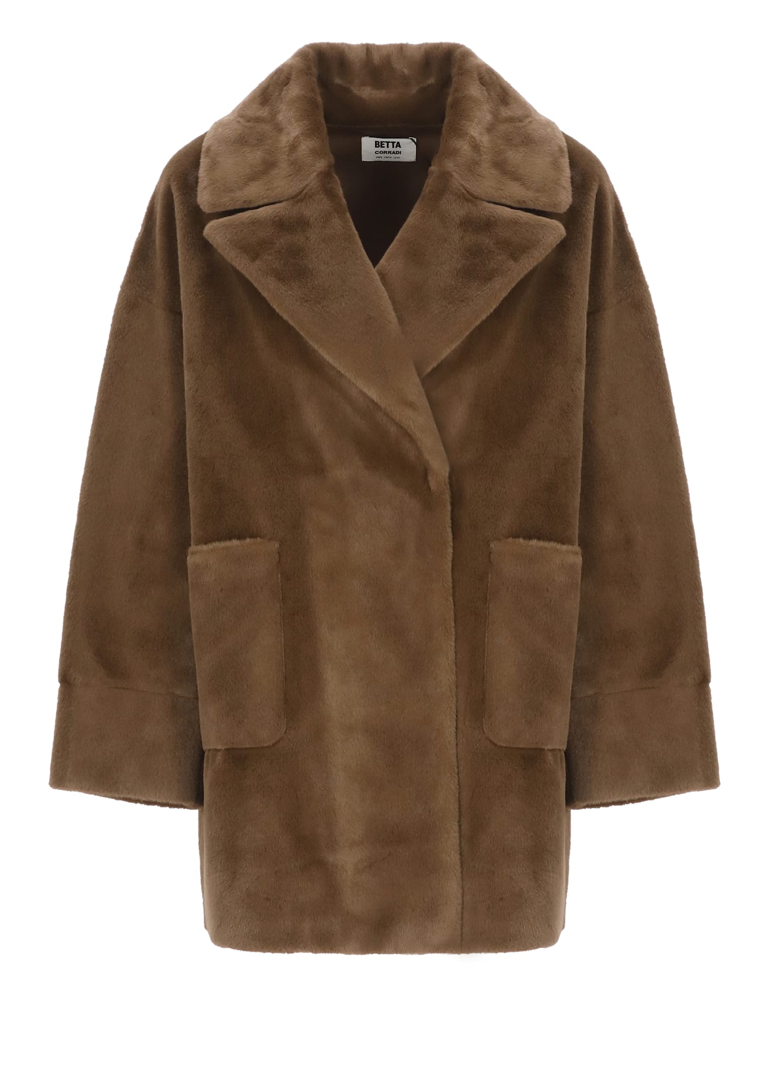 Betta Corradi Faux Fur Coat In Brown