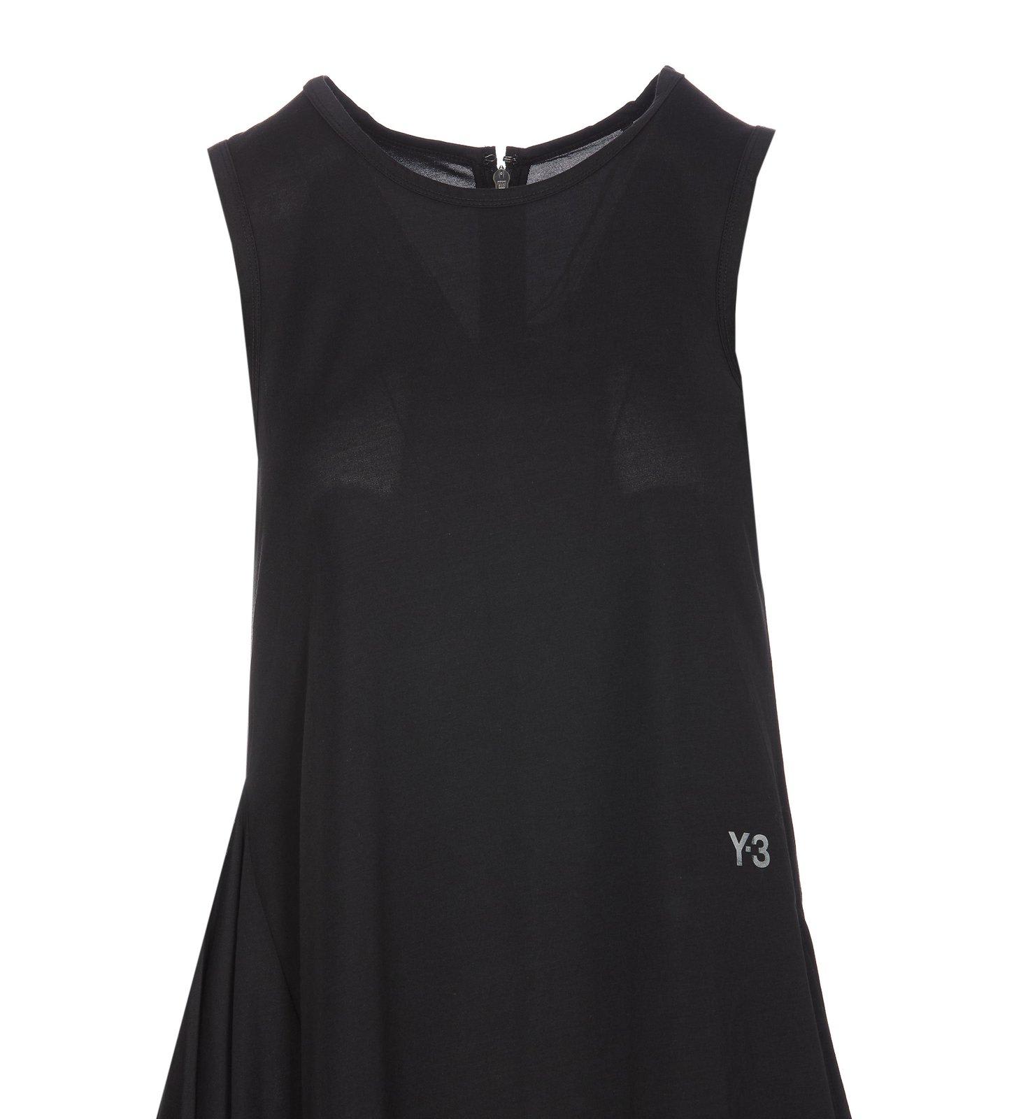 Shop Y-3 Sleeveless Draped Asymmetric Dress In Black