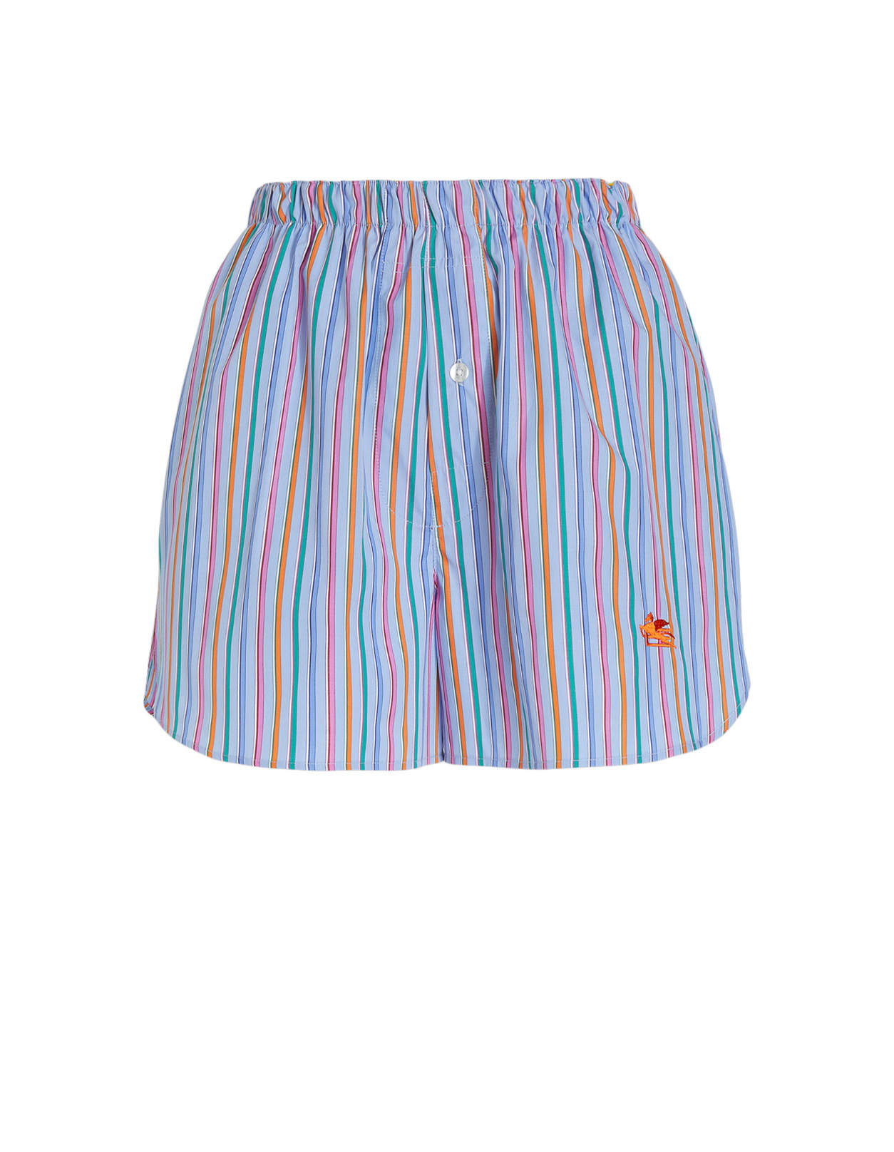 Etro Woman Light Blue Shorts With Multicolored Stripes