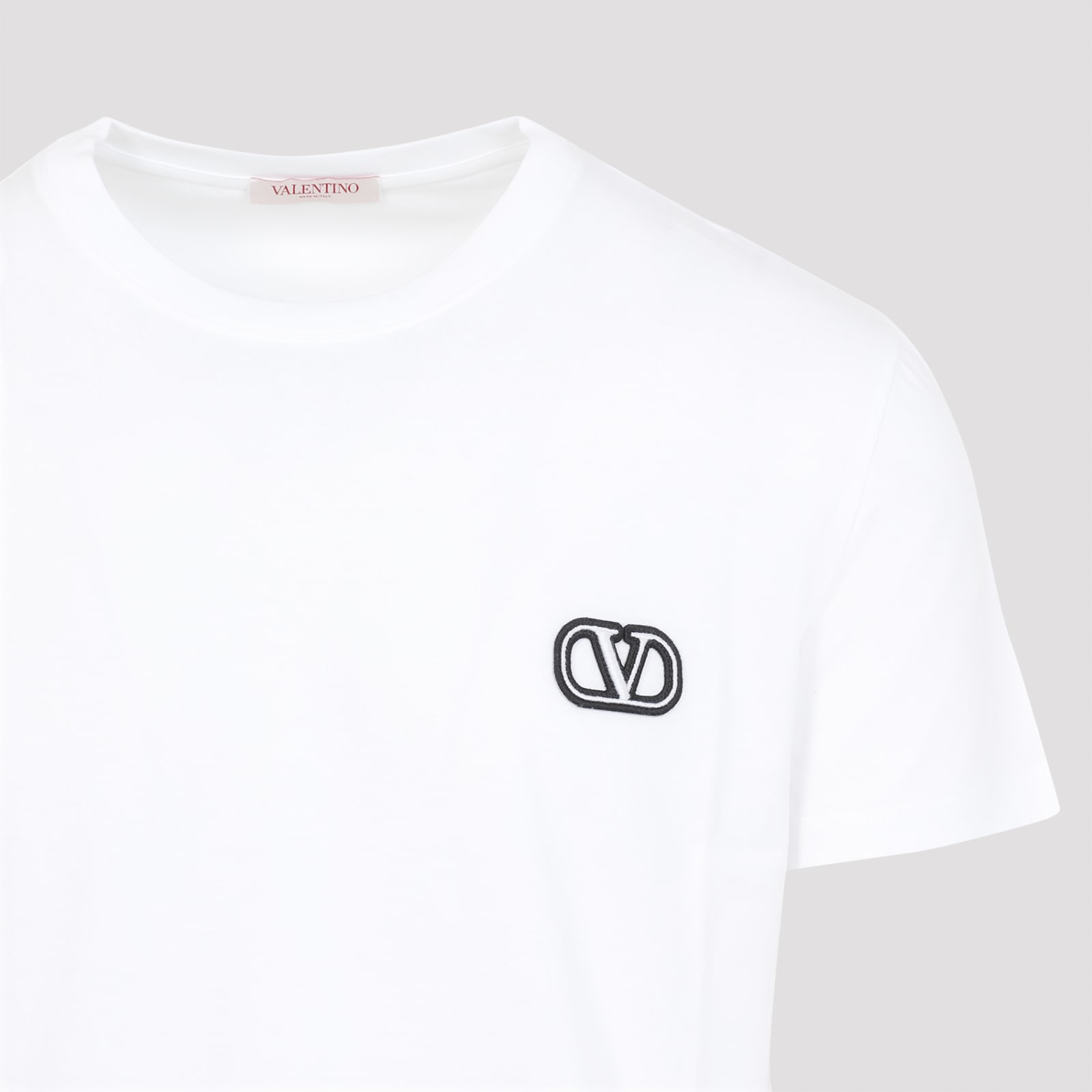 Shop Valentino V Logo Cotton T-shirt In Bo Bianco