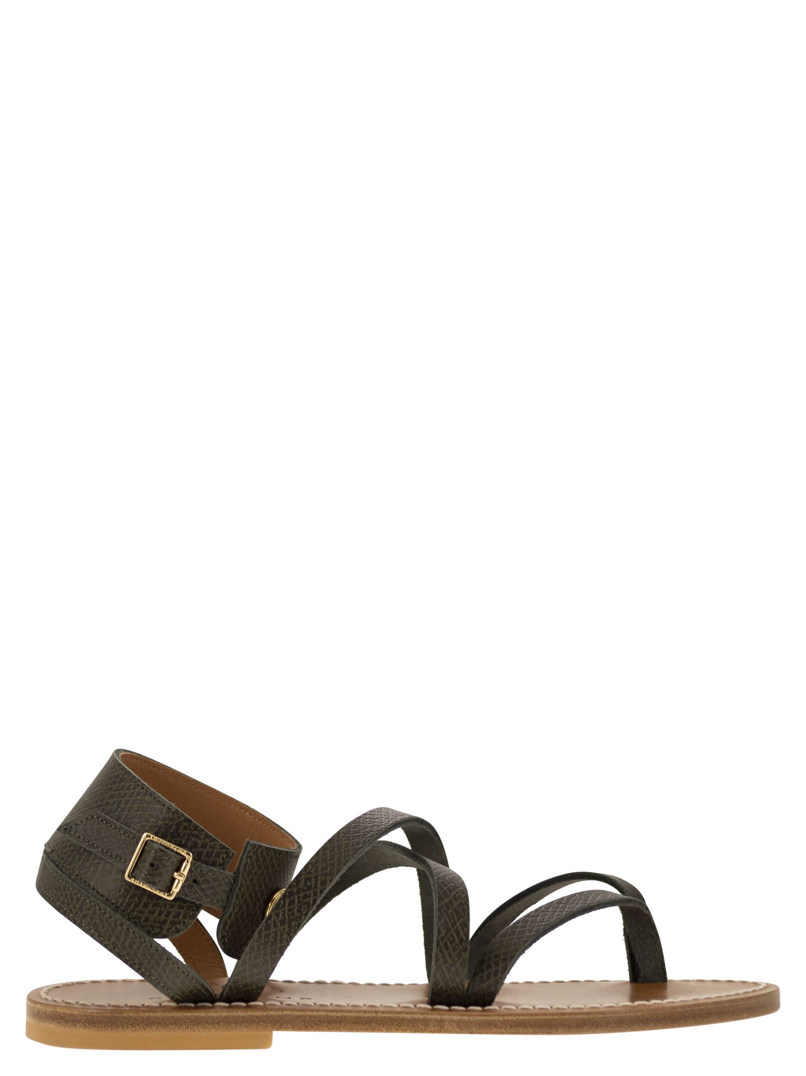 Shop Longchamp X K.jacques Leather Sandals In Dark Green