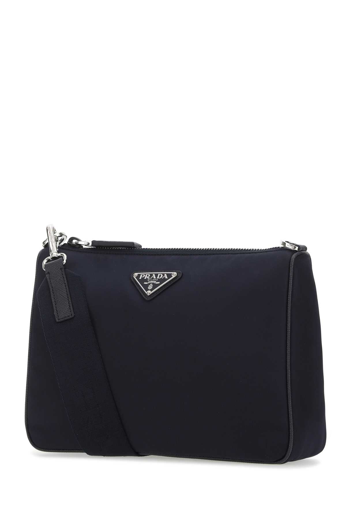 Shop Prada Midnight Blue Re-nylon And Leather Crossbody Bag In F0008