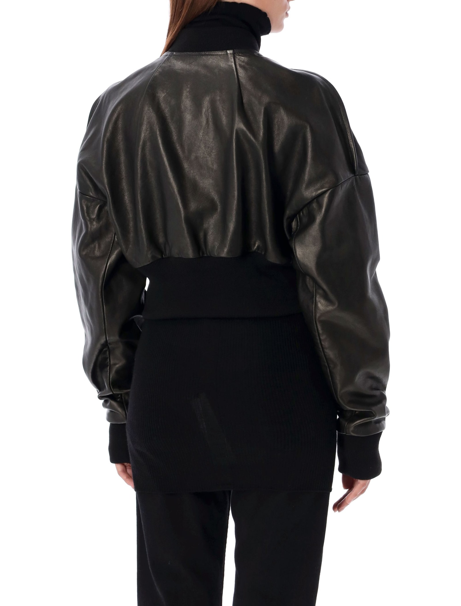 Shop Rick Owens Flight Jacket Cropped In Black