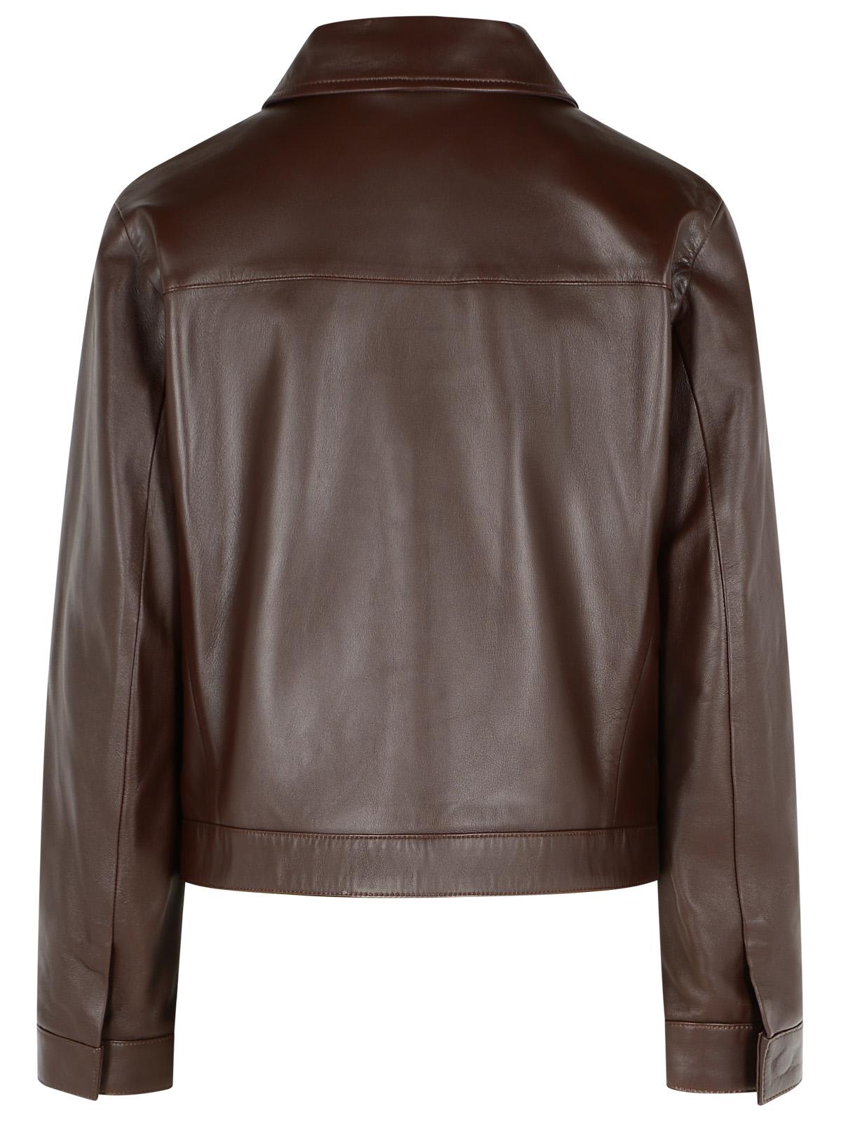 Loulou Studio Ascot Brown Leather Jacket In Burgundy