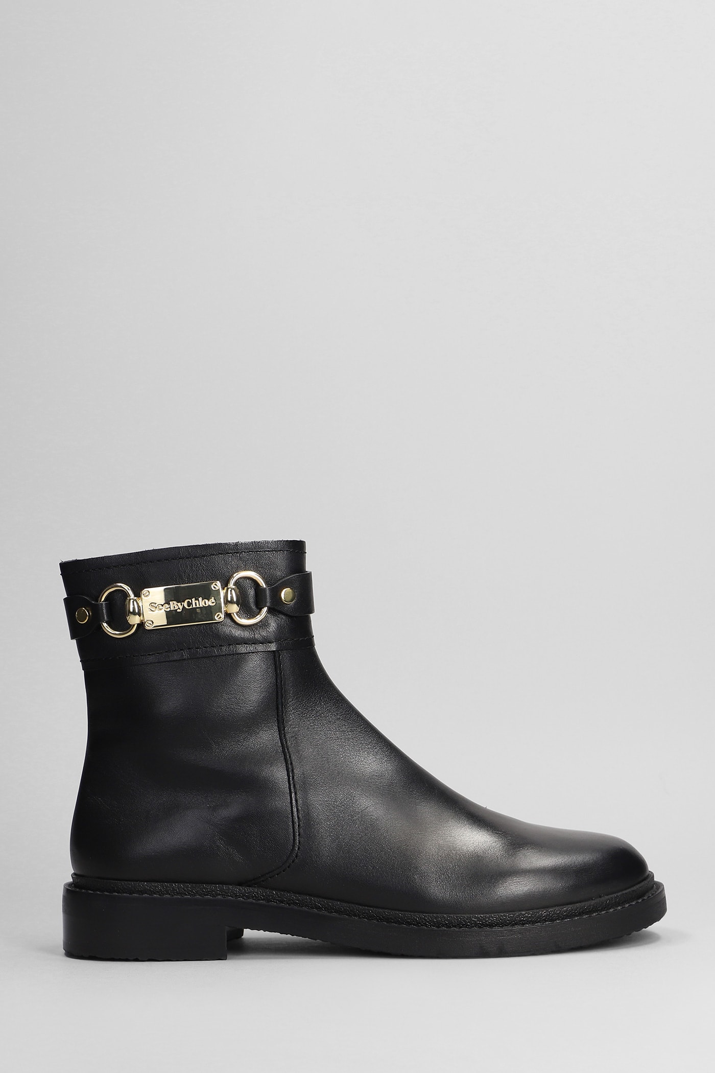 Shop See By Chloé Signature 1 Low Heels Ankle Boots In Black Leather