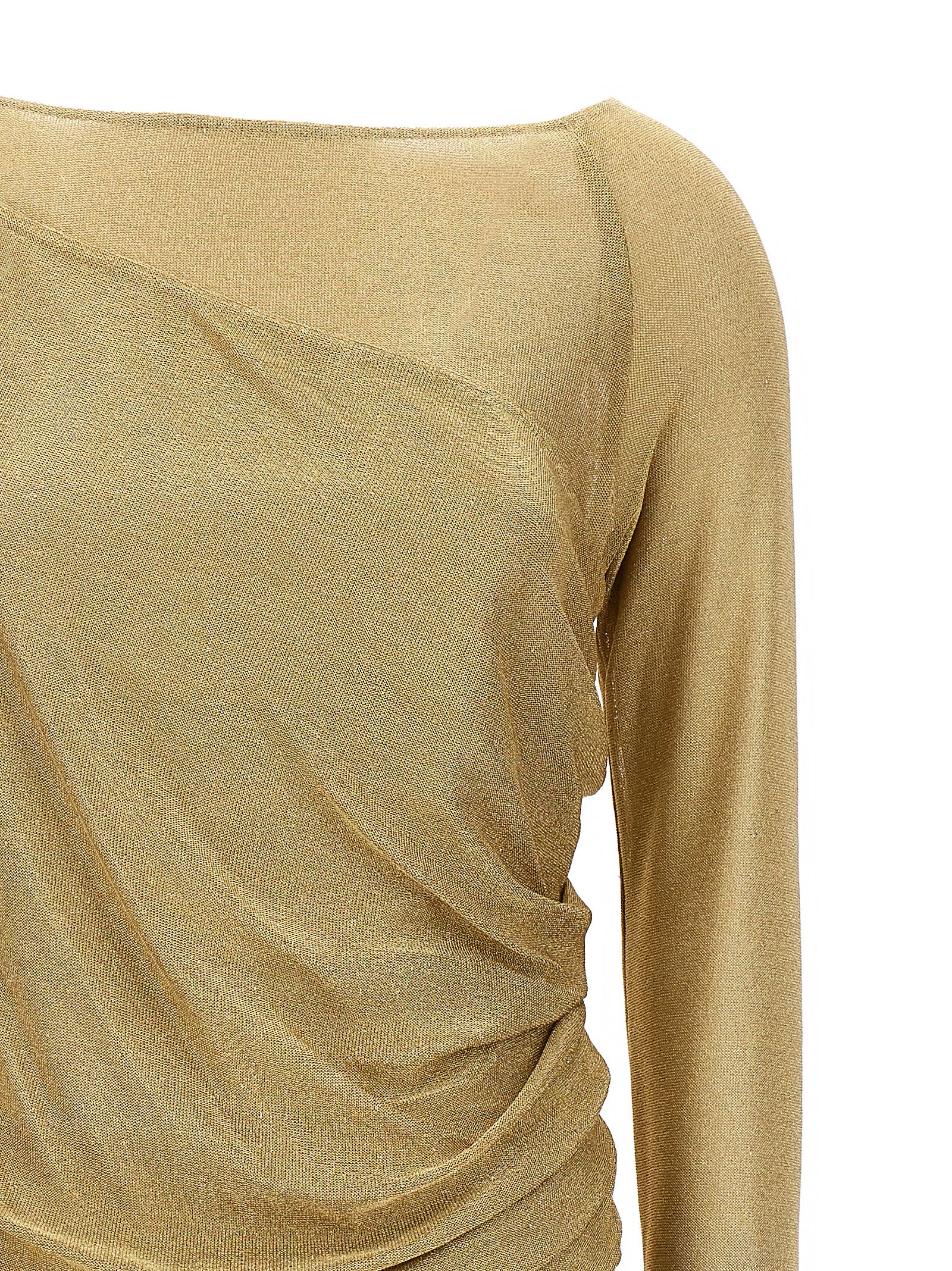 Long-sleeve Monogram Motif Silk Cady Dress in Camel - Women