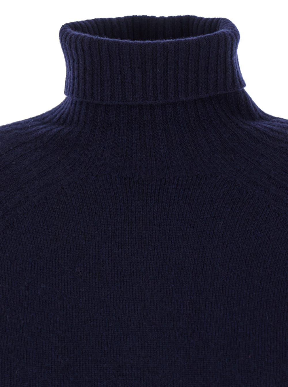 Shop Twinset Blue High Neck Swearer In Ribbed Knit Woman