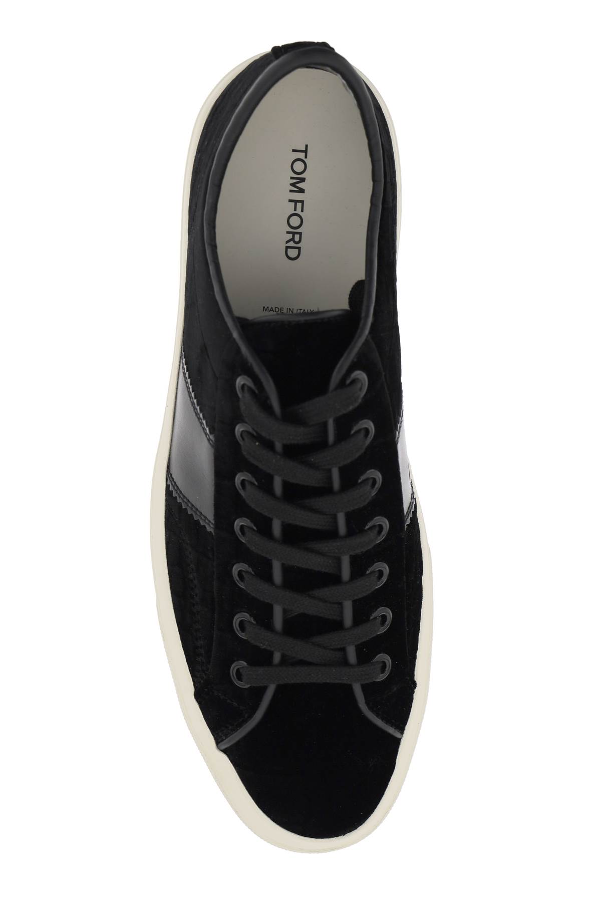 Shop Tom Ford Cambridge Sneakers In Black Cream (black)