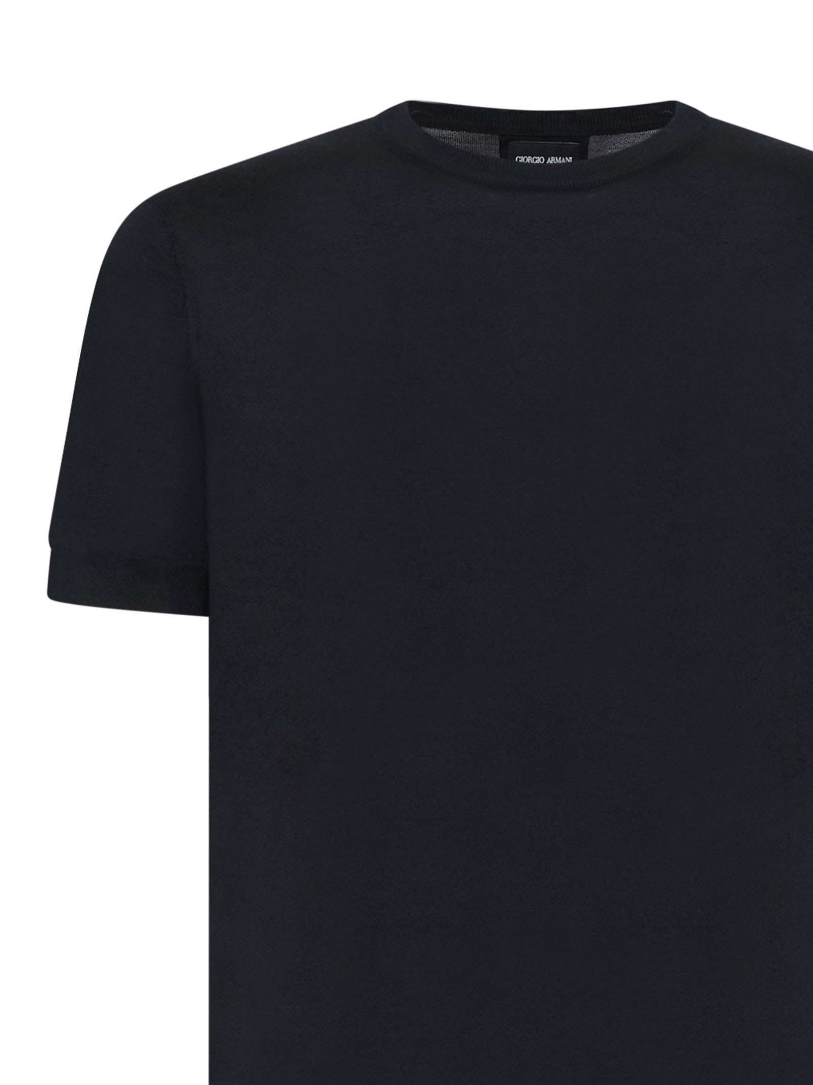 Giorgio Armani Official Store Silk And Cotton Crew-neck Jumper In Black