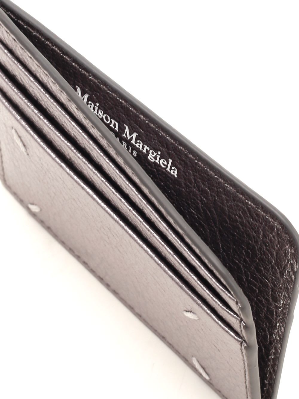 Shop Maison Margiela Four Stitches Card Holder In Silver