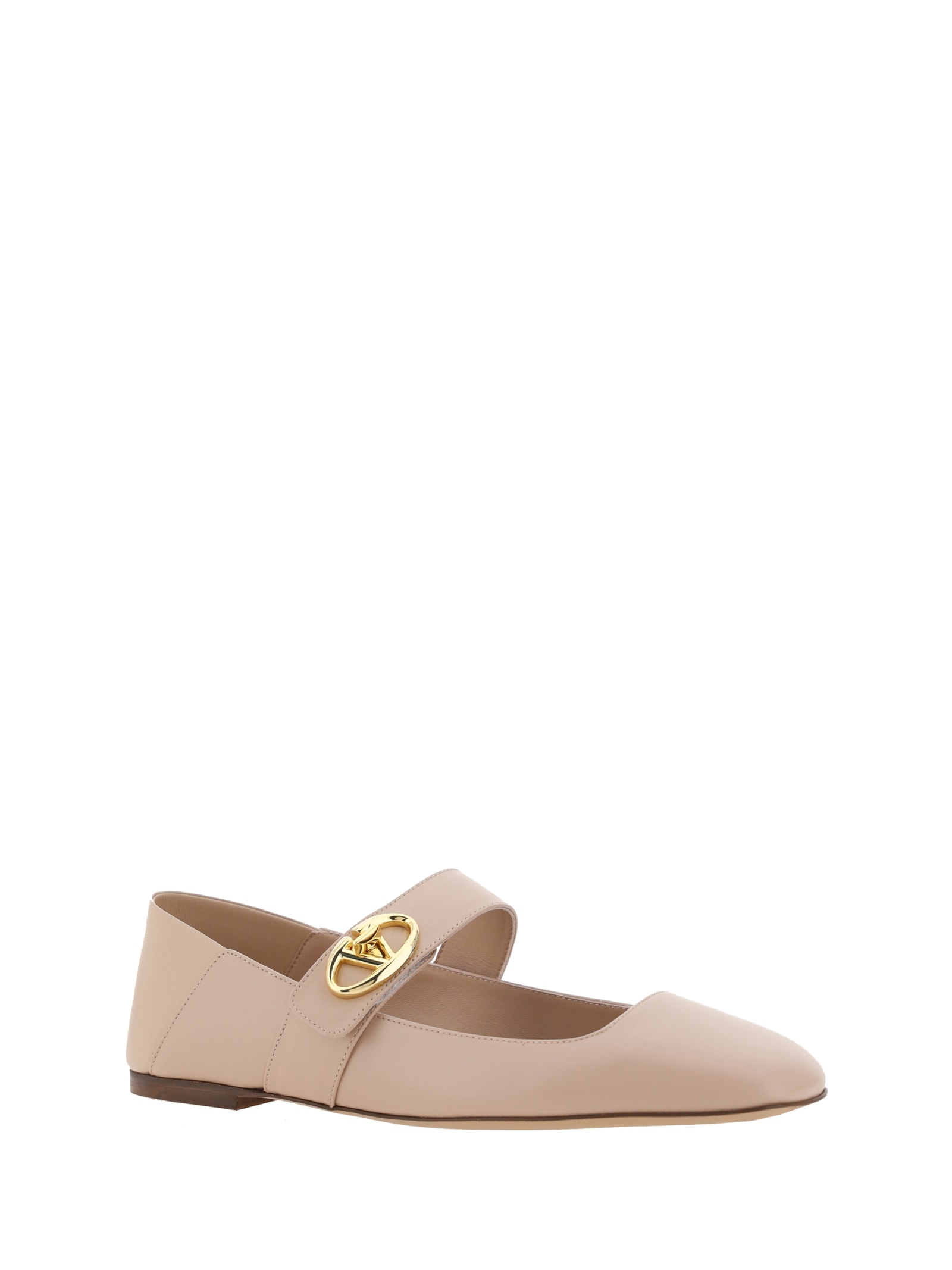 Shop Valentino Vlogo Locker Ballerinas In Beige Rose