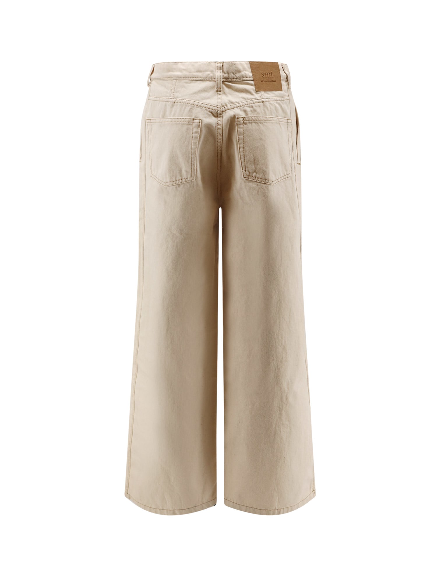 Ami Alexandre Mattiussi Wide-leg Denim Trousers With Patch Pockets In Brown