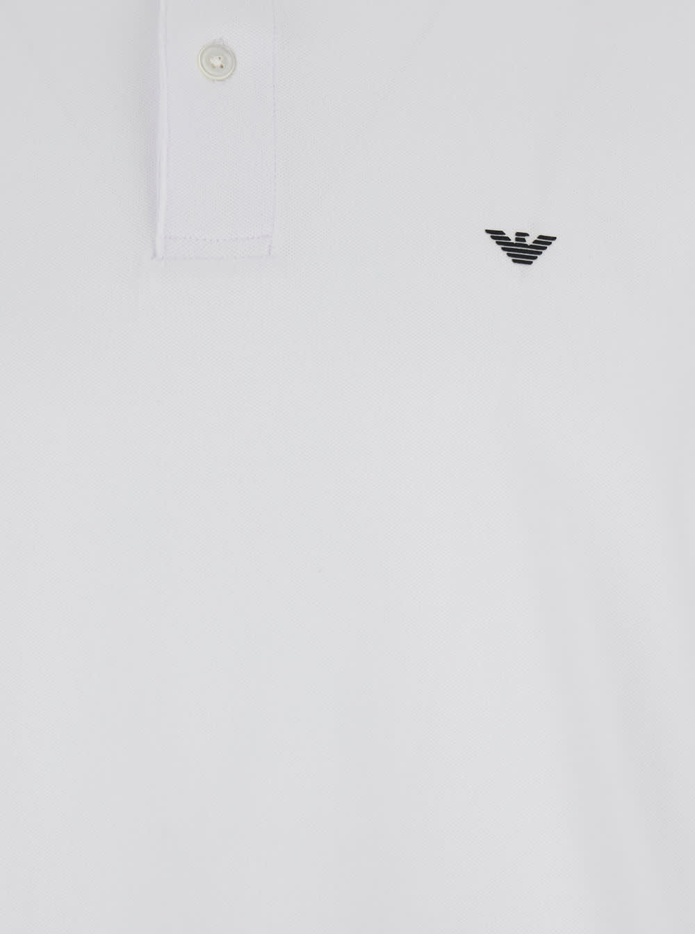 Emporio Armani White Long Sleeve Polo Shirt With Logo Embroidery In White