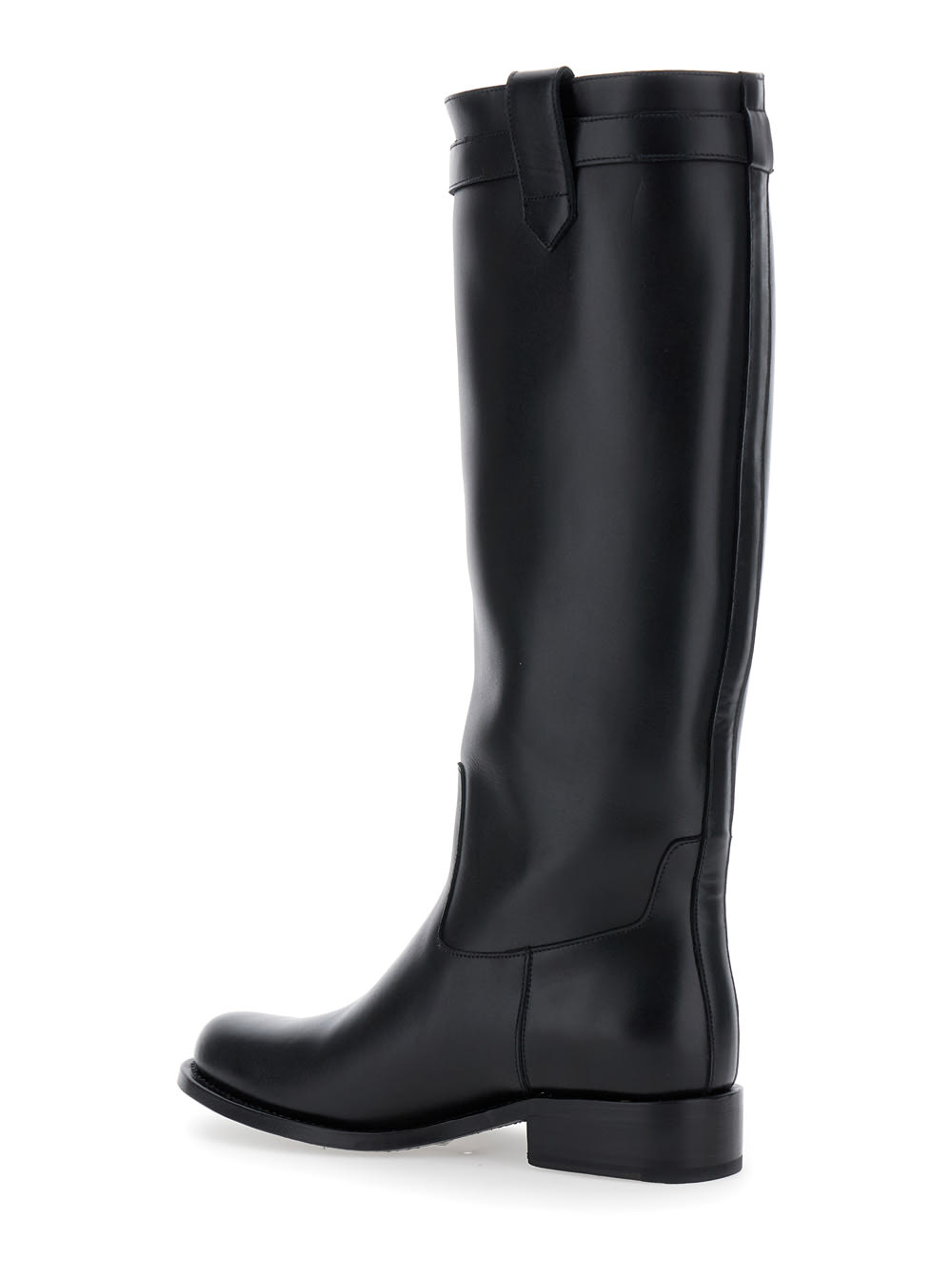 Shop Versace Black High Boots With 95 Medusa Detail In Leather Woman