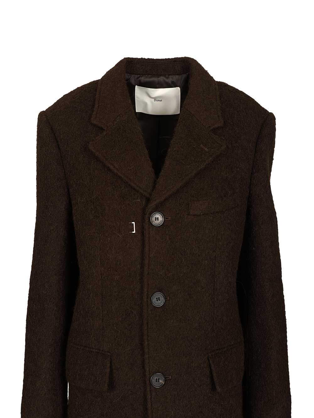 Dunst Brown Single-breasted Wool-blend Coat In Black