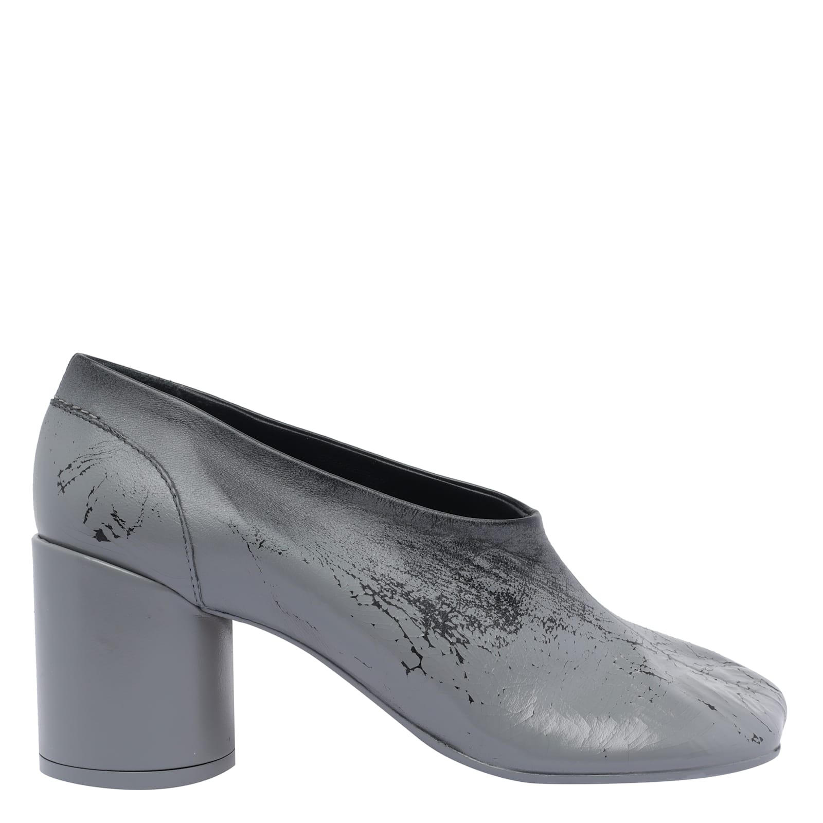 Mm6 Maison Margiela Stylish Block Heel Round Toe Pumps In Gray