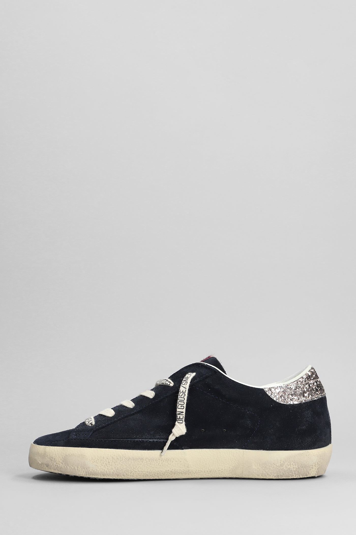 Shop Golden Goose Superstar Sneakers In Blue Suede In Blue Wht Silver