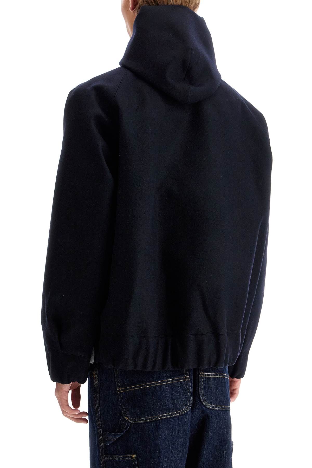 Sacai Bicolor Sweatshirt With Zip And Hood In L/gray×d/navy (grey)