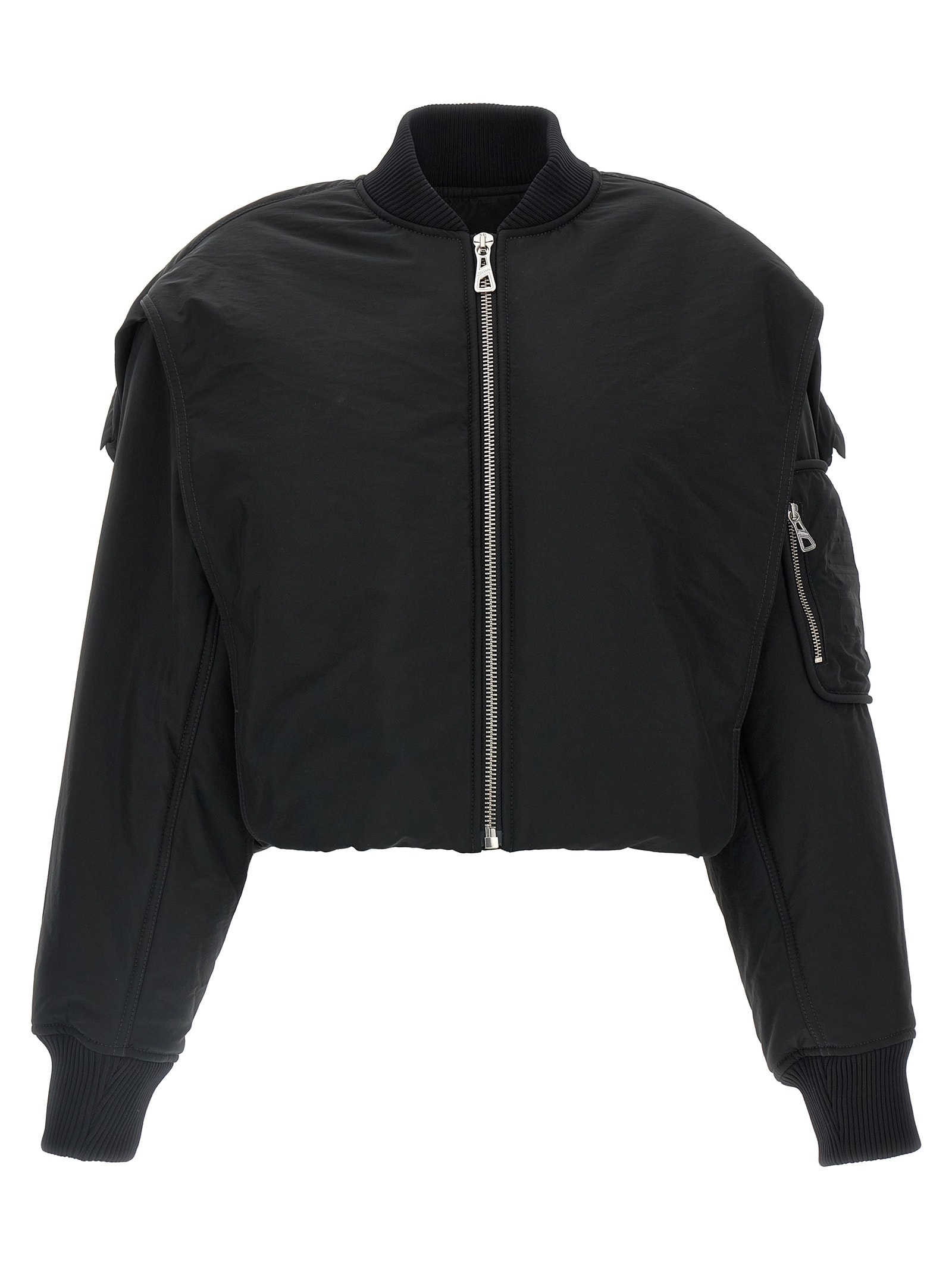 Jean Paul Gaultier Cropped Bomber With Hidden Hood Detail In Black