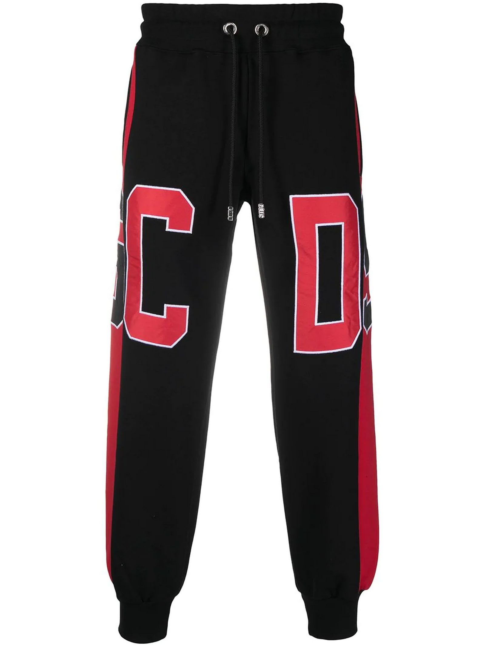 GCDS Black And Red Cotton Trackpants