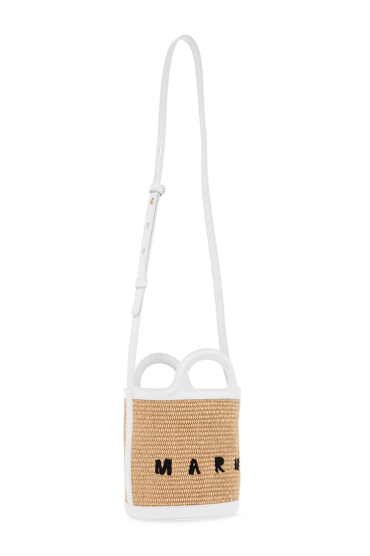 Shop Marni Raffia Tropicalia Bucket Bag In Sand Storm Lily White (beige)