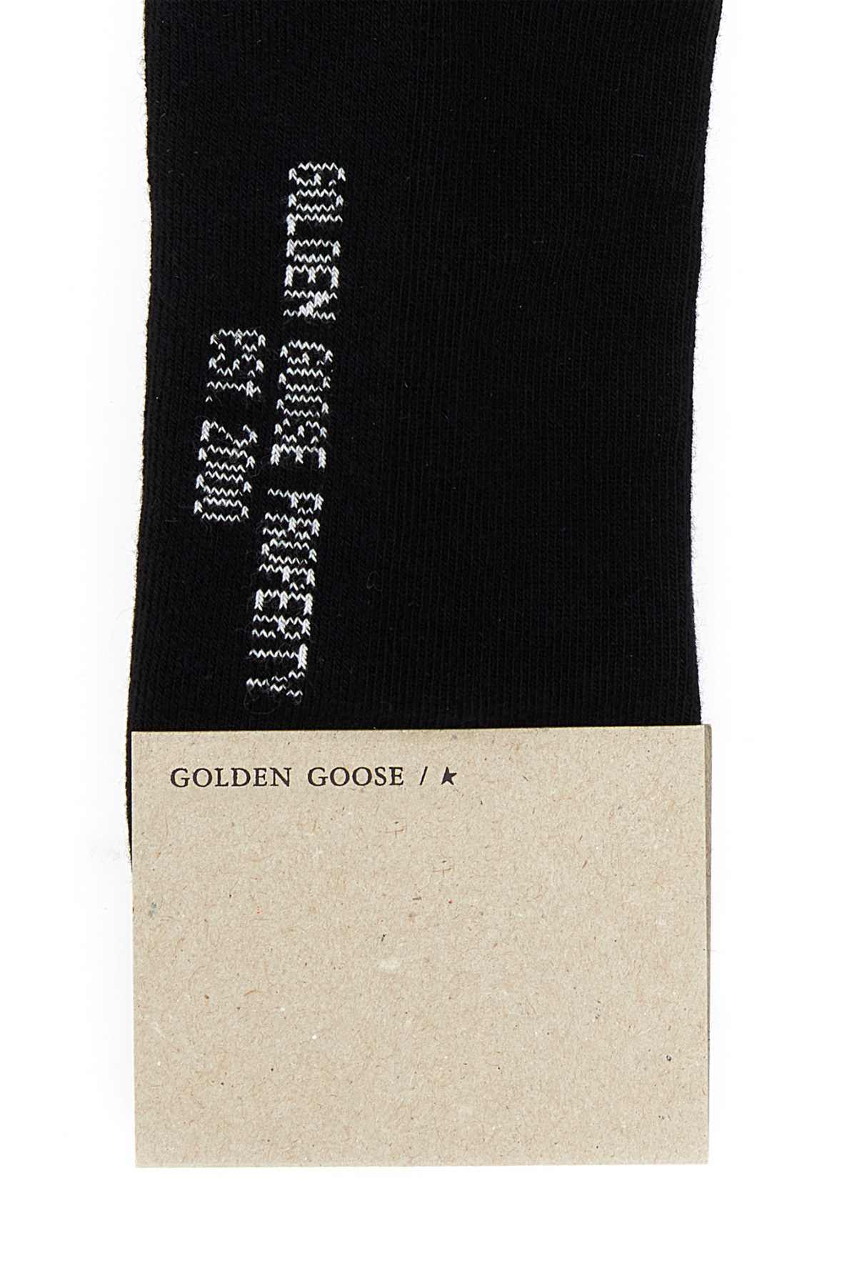 Golden Goose Black Stretch Cotton Blend Socks In Blackwhite