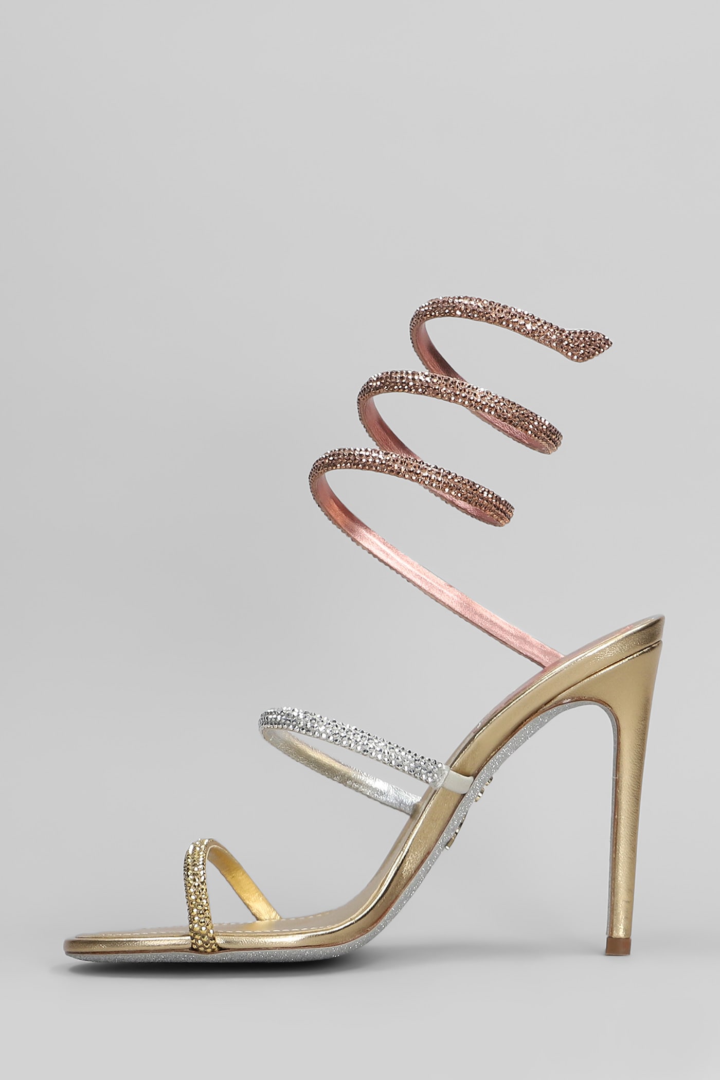 René Caovilla Womens Rene Caovilla Cleo 105 Leather Heeled Sandals In Gold
