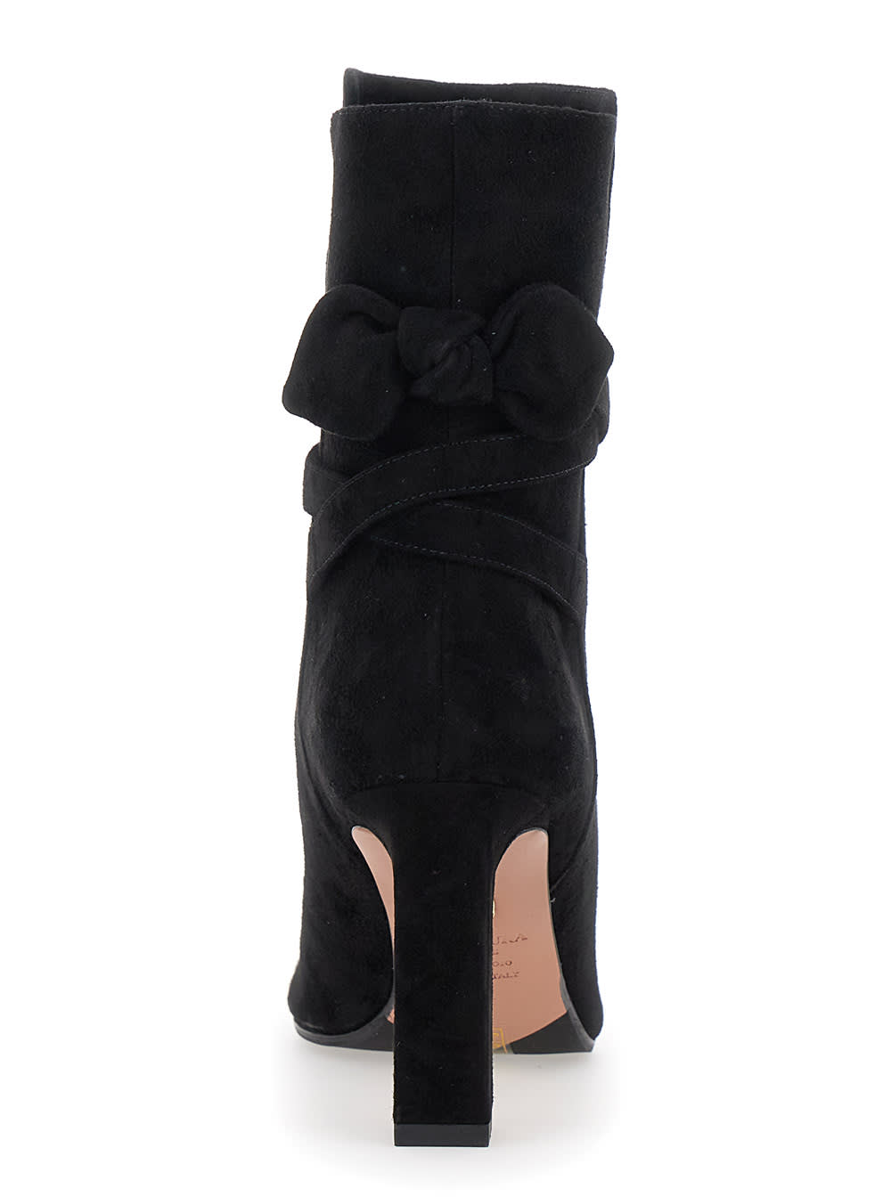 Shop Aquazzura Very Bow Black Ankle Boots With Bow Detail In Suede Woman