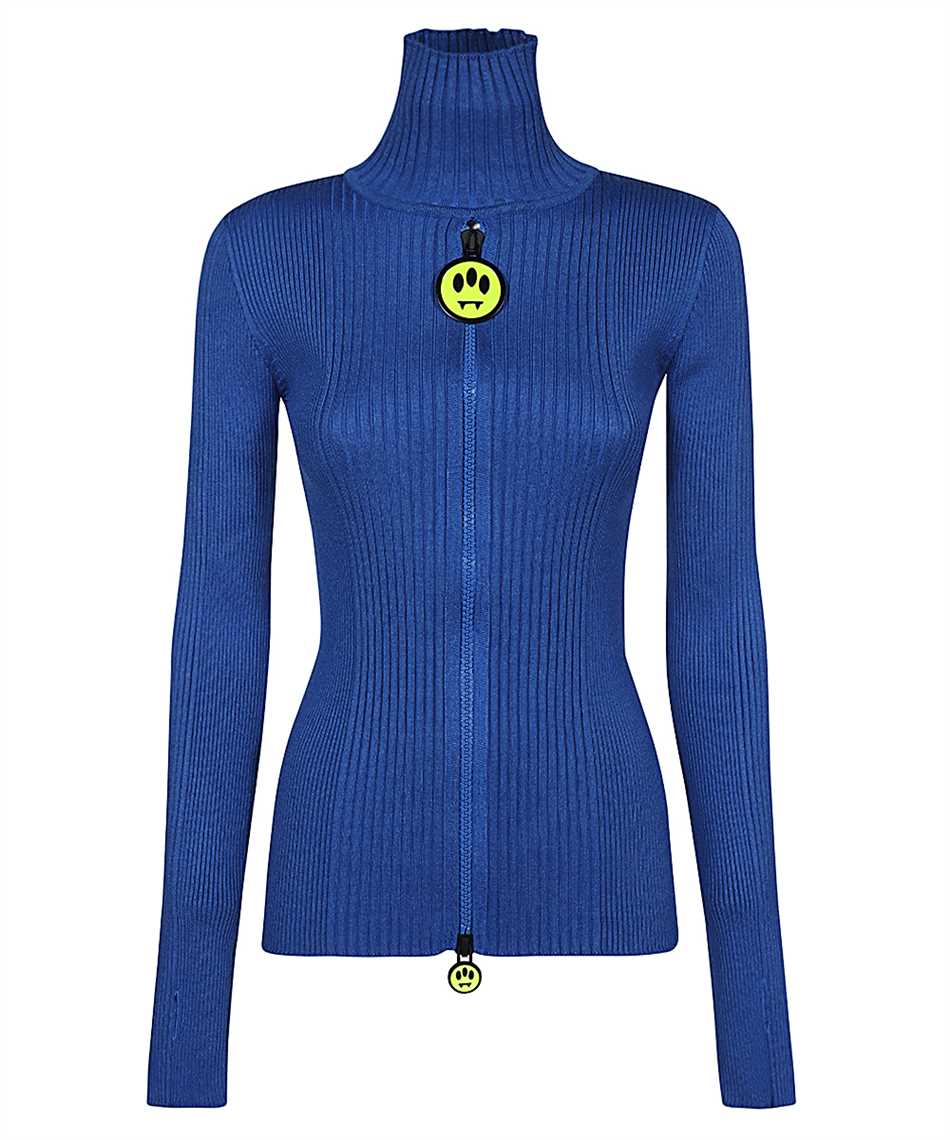 Barrow Ribbed High-neck Zip-front Cardigan In Blue