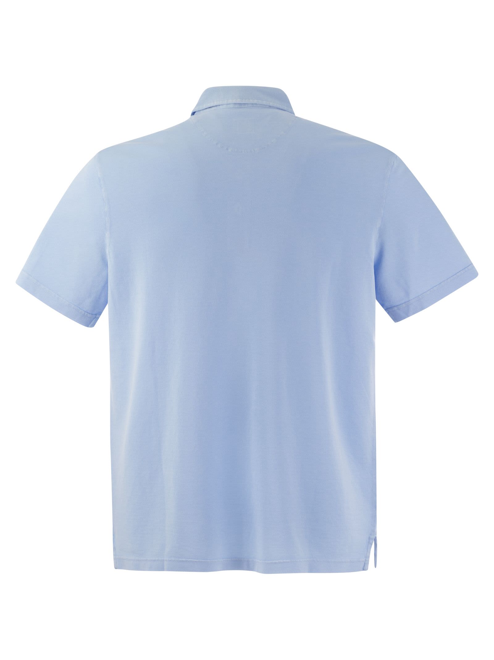 Shop Fedeli Short-sleeved Cotton Polo Shirt In Light Blue