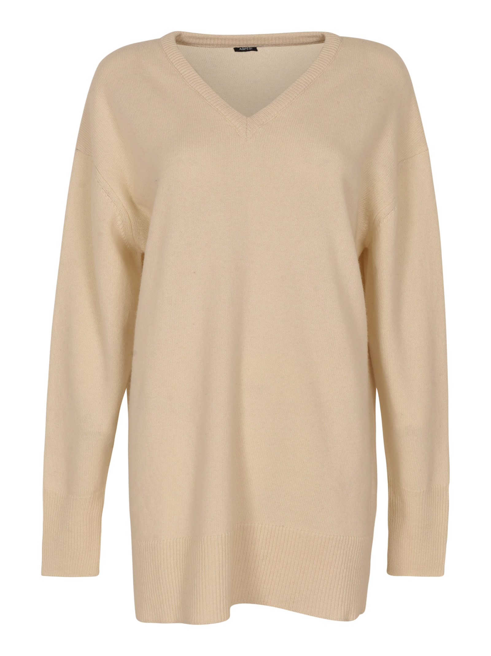 Aspesi V-neck Plain Ribbed Sweater